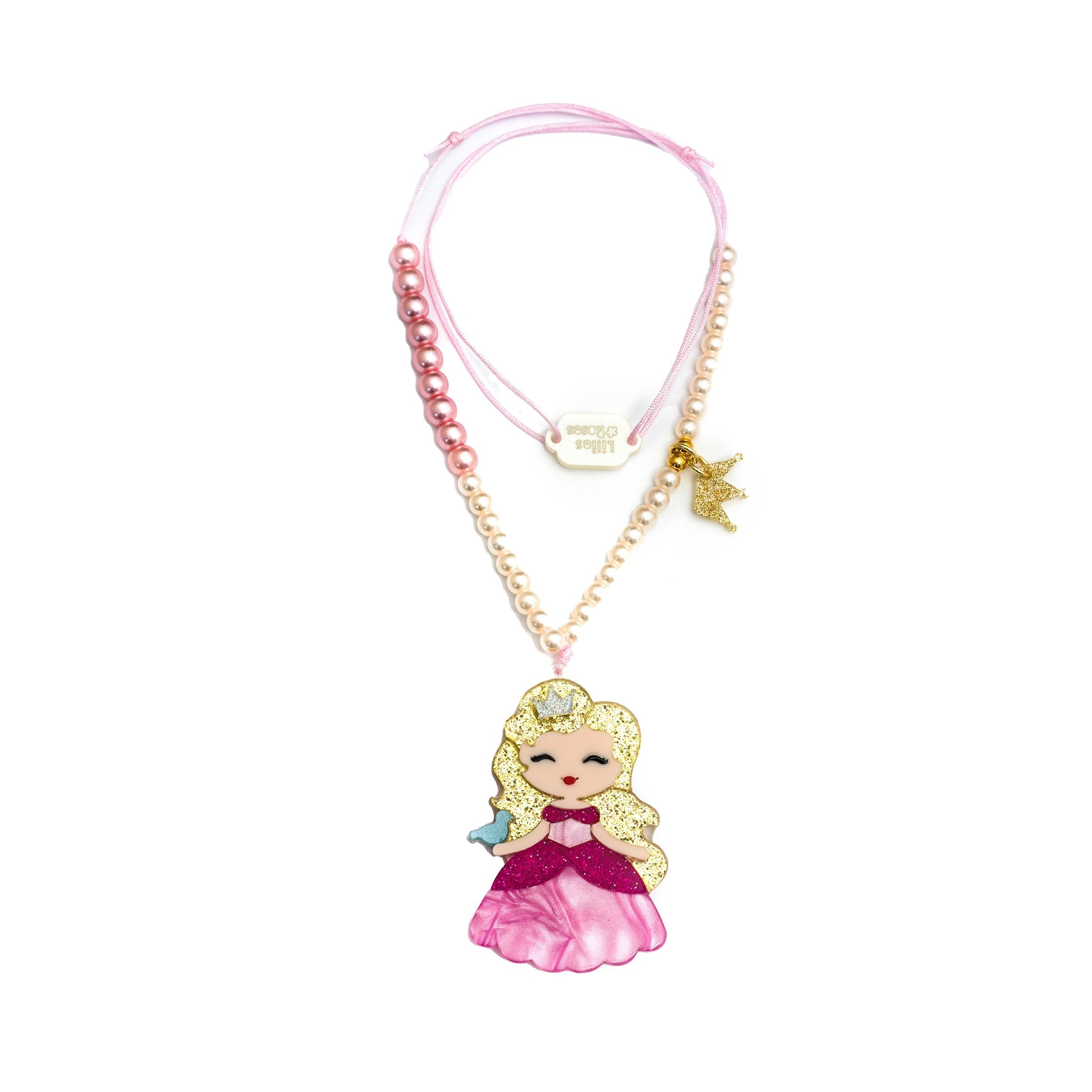 Lilies & Roses Cute Doll Light Pink Dress Beads Necklace