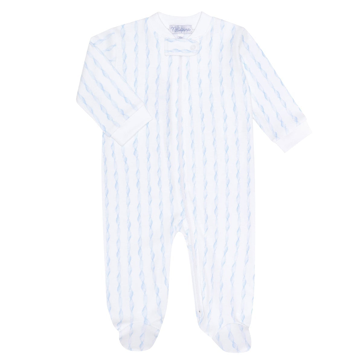Nella Pima Blue Twirls Zipper Footie