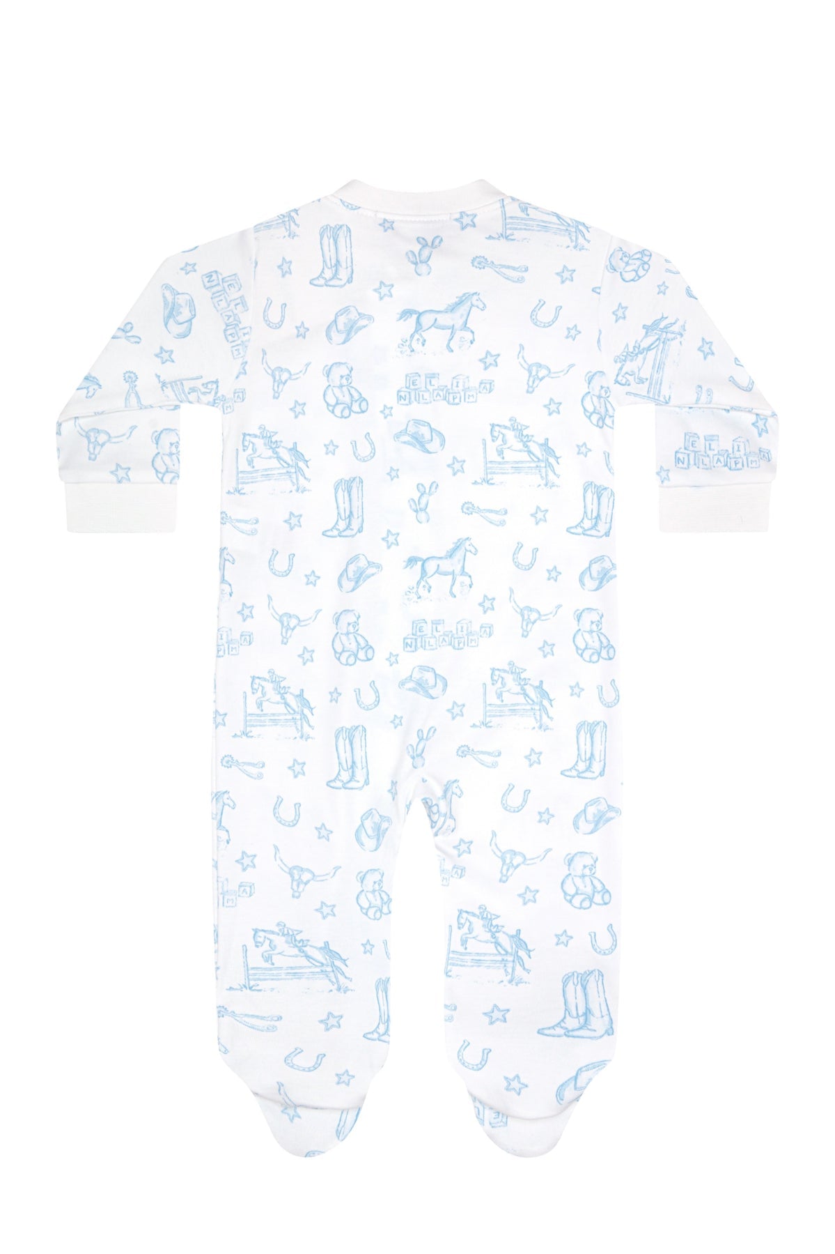 Nella Pima Blue Lone Star Toile Zipper Footie