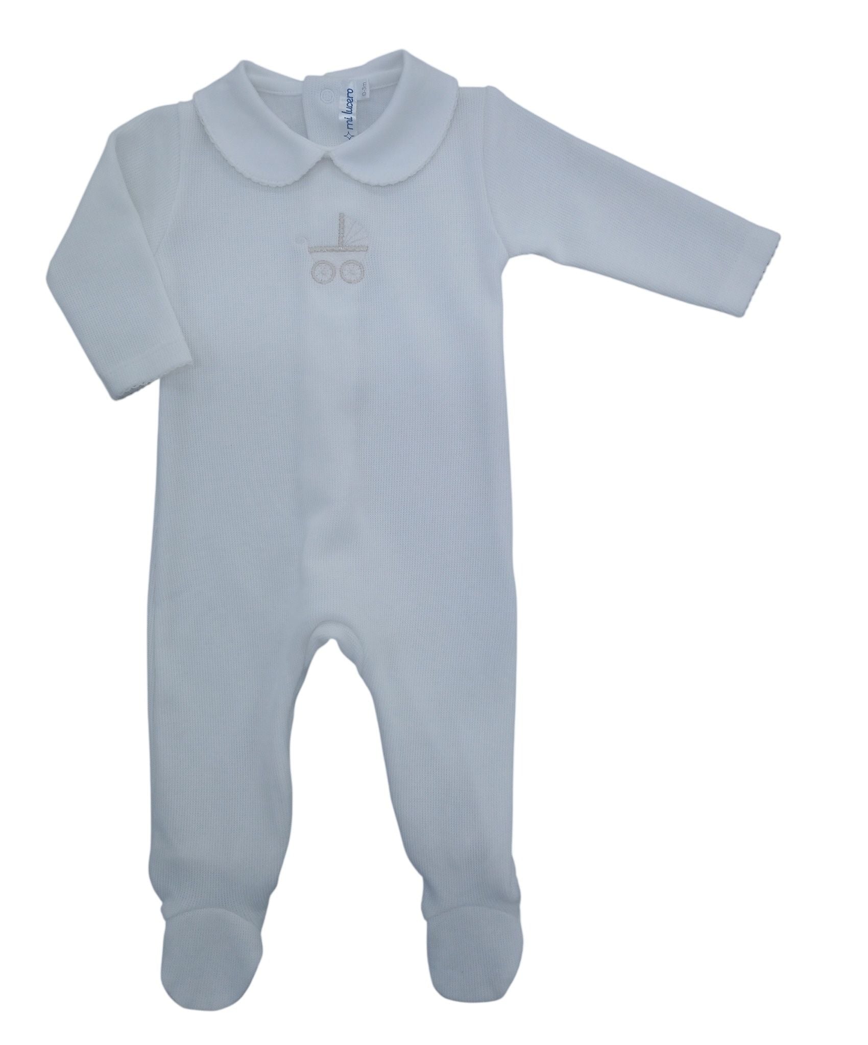 Mi Lucero Pima Footie with Pram Embroidery