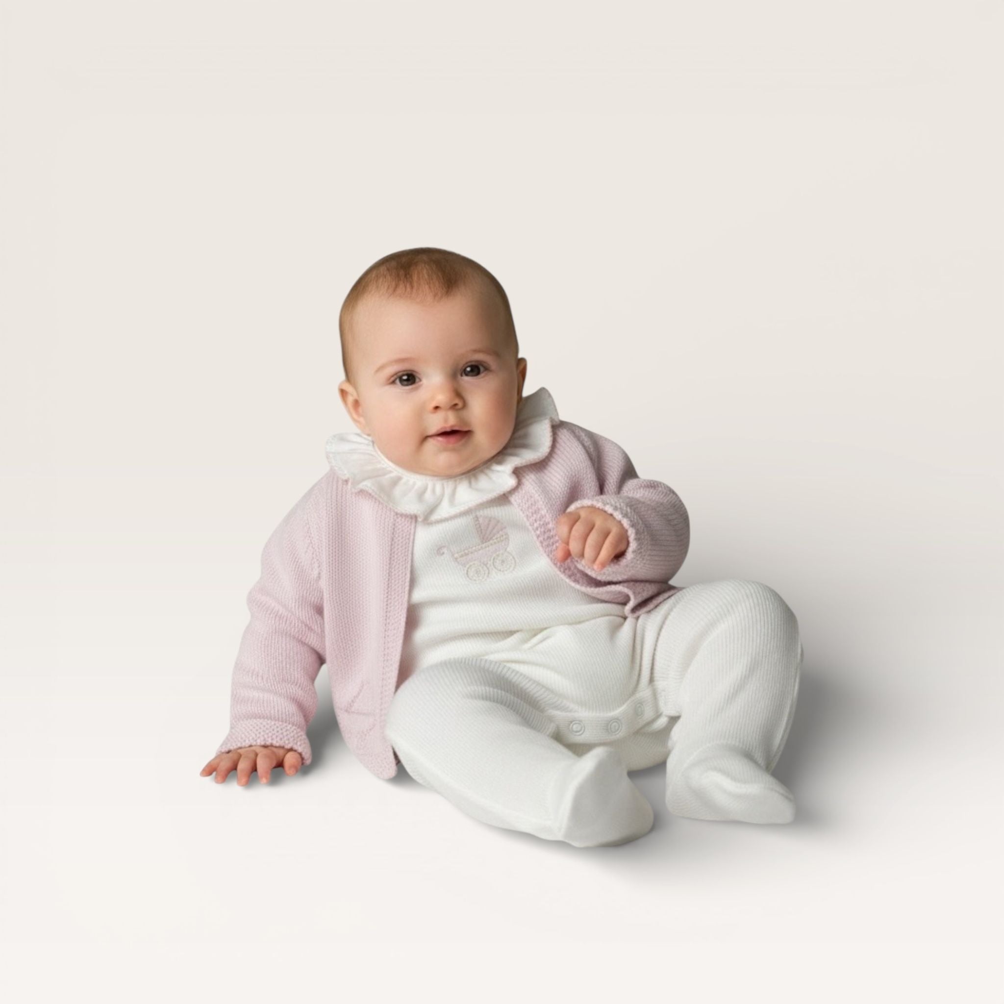 Mi Lucero Pima Footie with Pram Embroidery