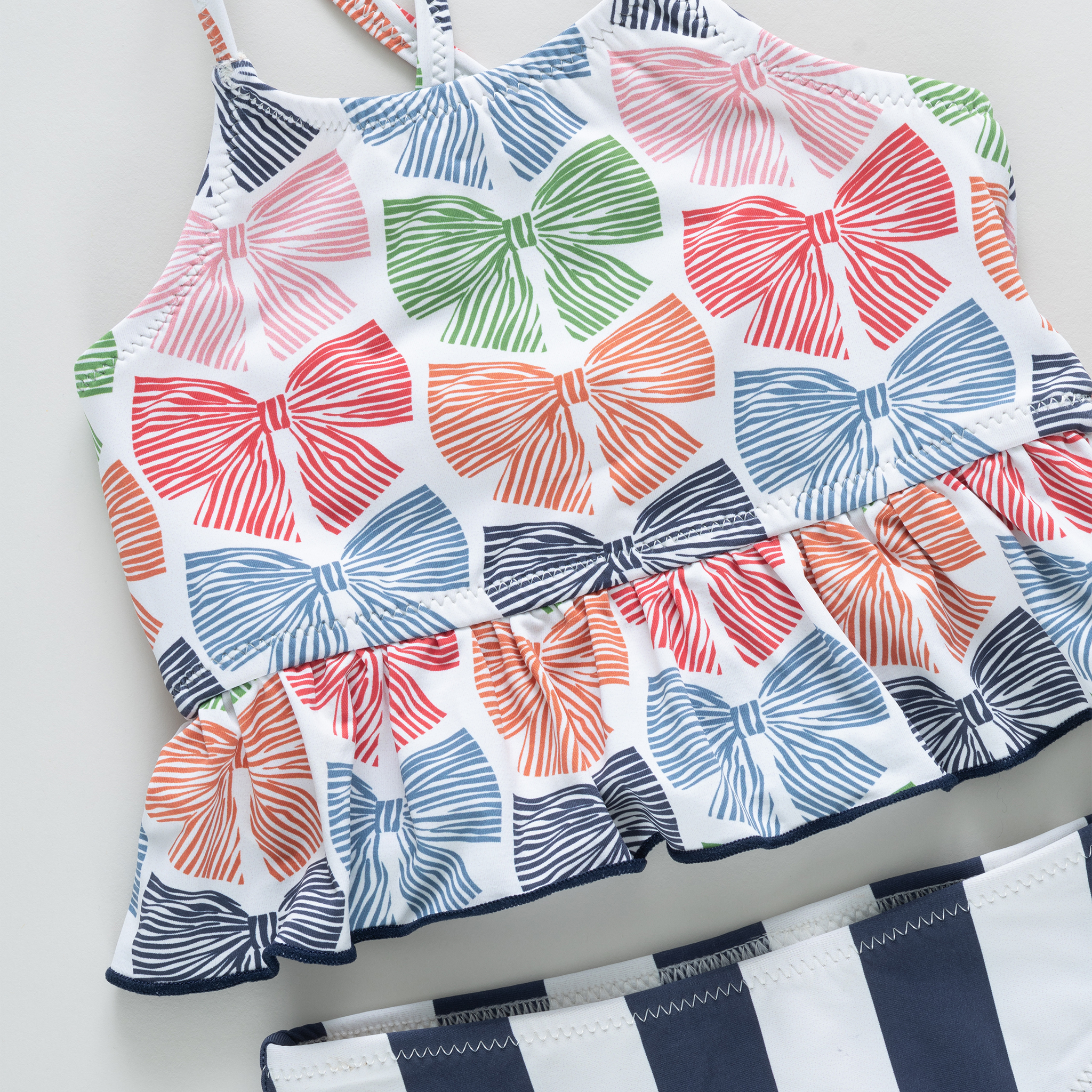 Pink Chicken Joy Tankini, Multi Bows