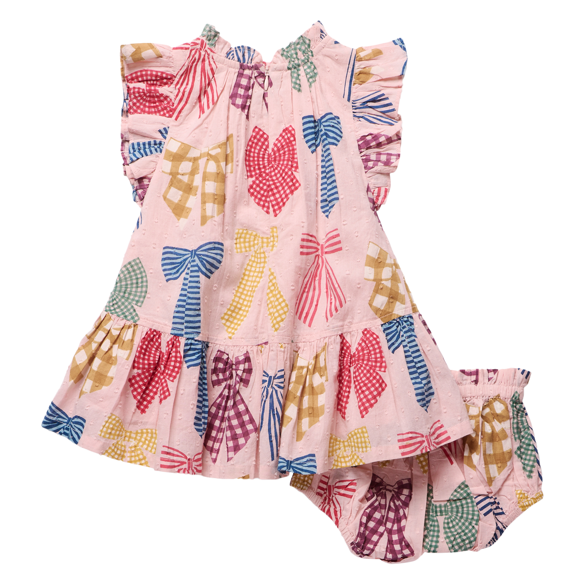 Pink Chicken Harper Dress Set, Patterned Bows