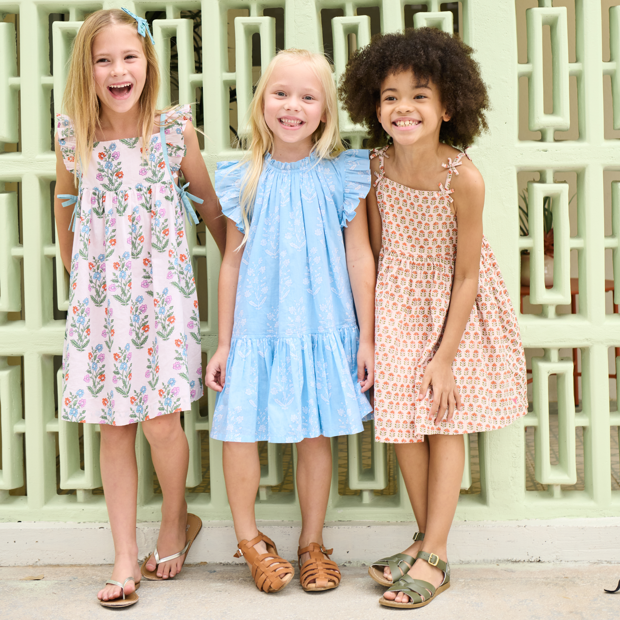Pink Chicken Tia Dress, Pink Prairie Block Print