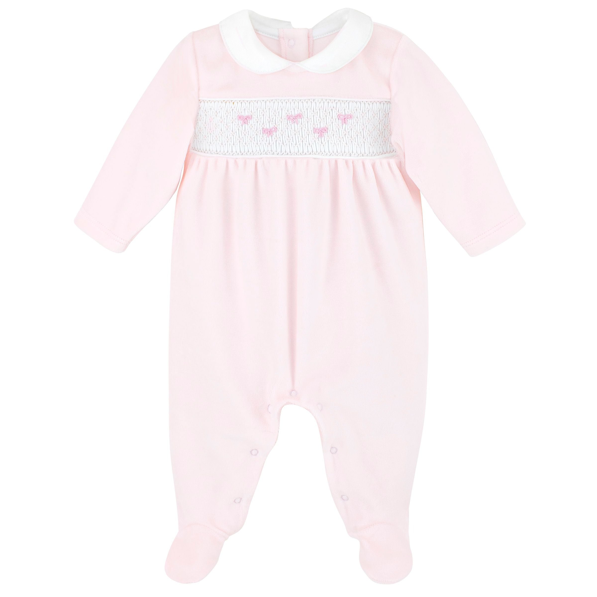 LydaBaby Pink Bows Smock Collection Footie