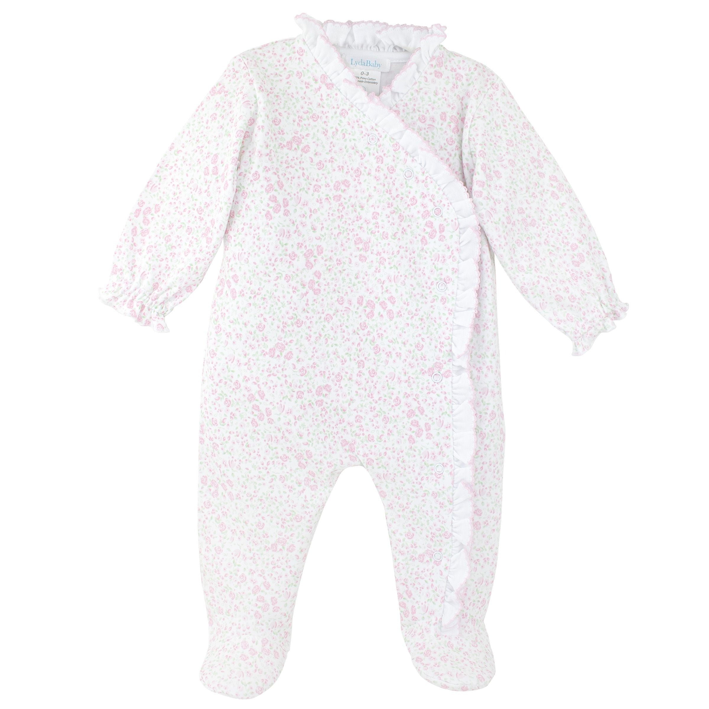 LydaBaby Pink Roses Garden Footie