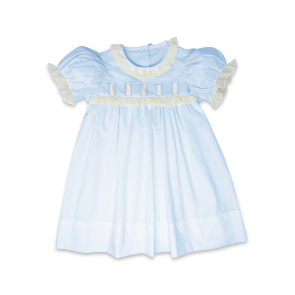 Blessings Blue Ecru Paris Dress for Kids - Lullaby Set Blessings Blue / 4T Blessings Blue Ecru Paris Dress for Kids - Lullaby Set Blessings Blue / 4T