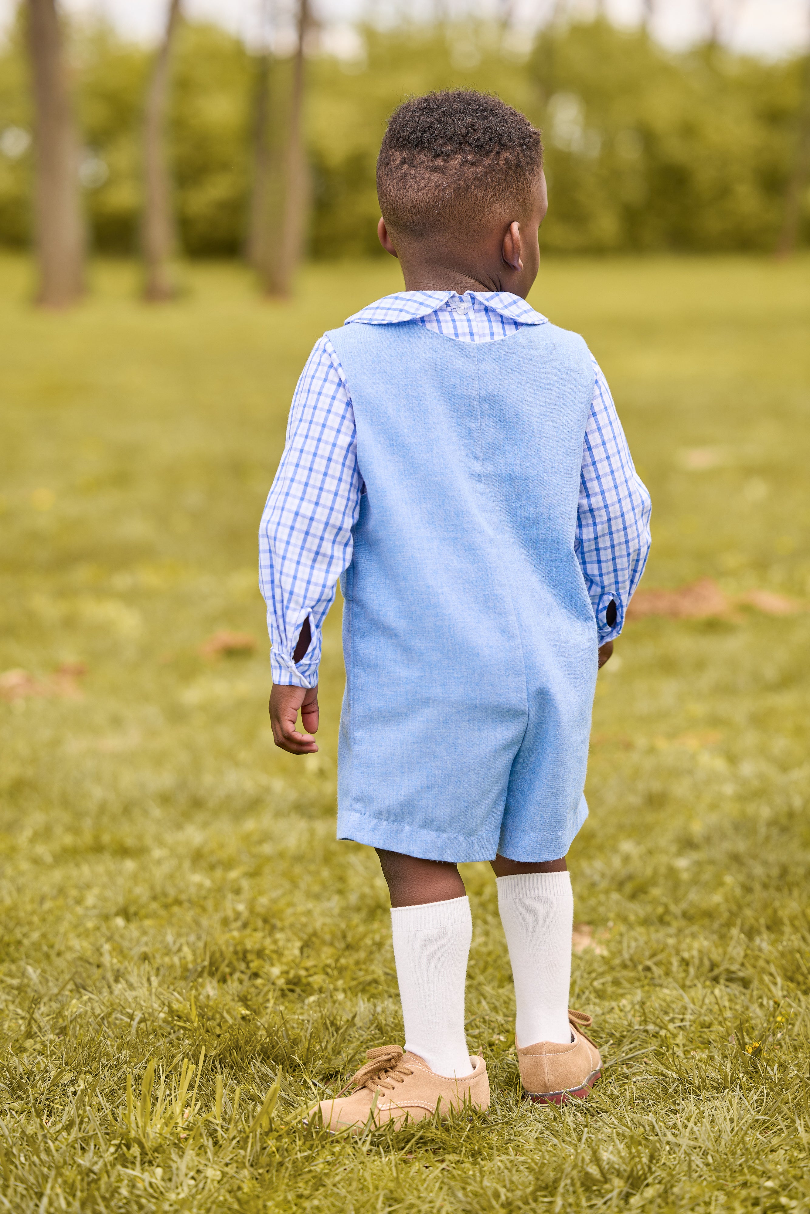 Little English Peter Pan Shirt, Woodberry Plaid