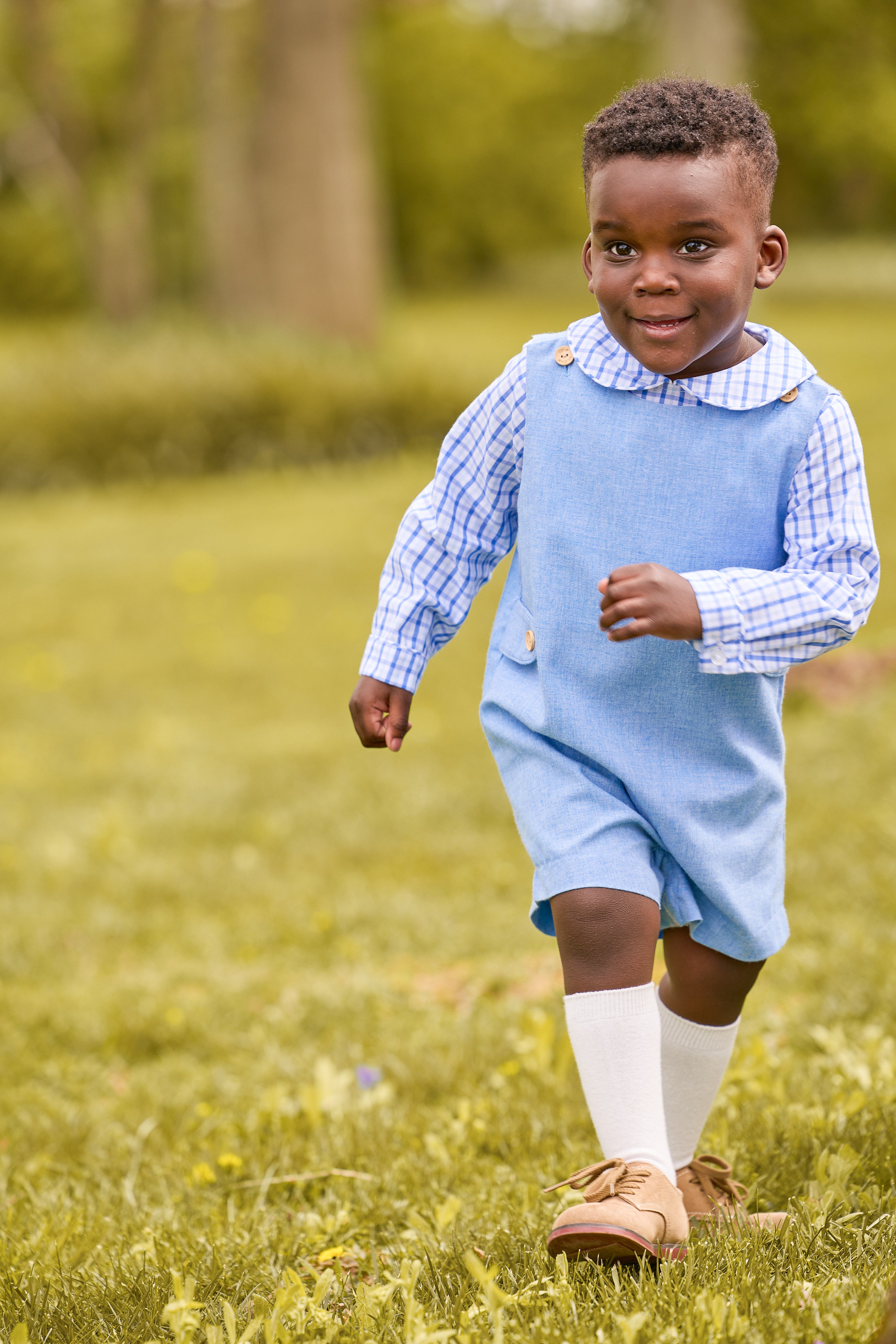 Little English Peter Pan Shirt, Woodberry Plaid