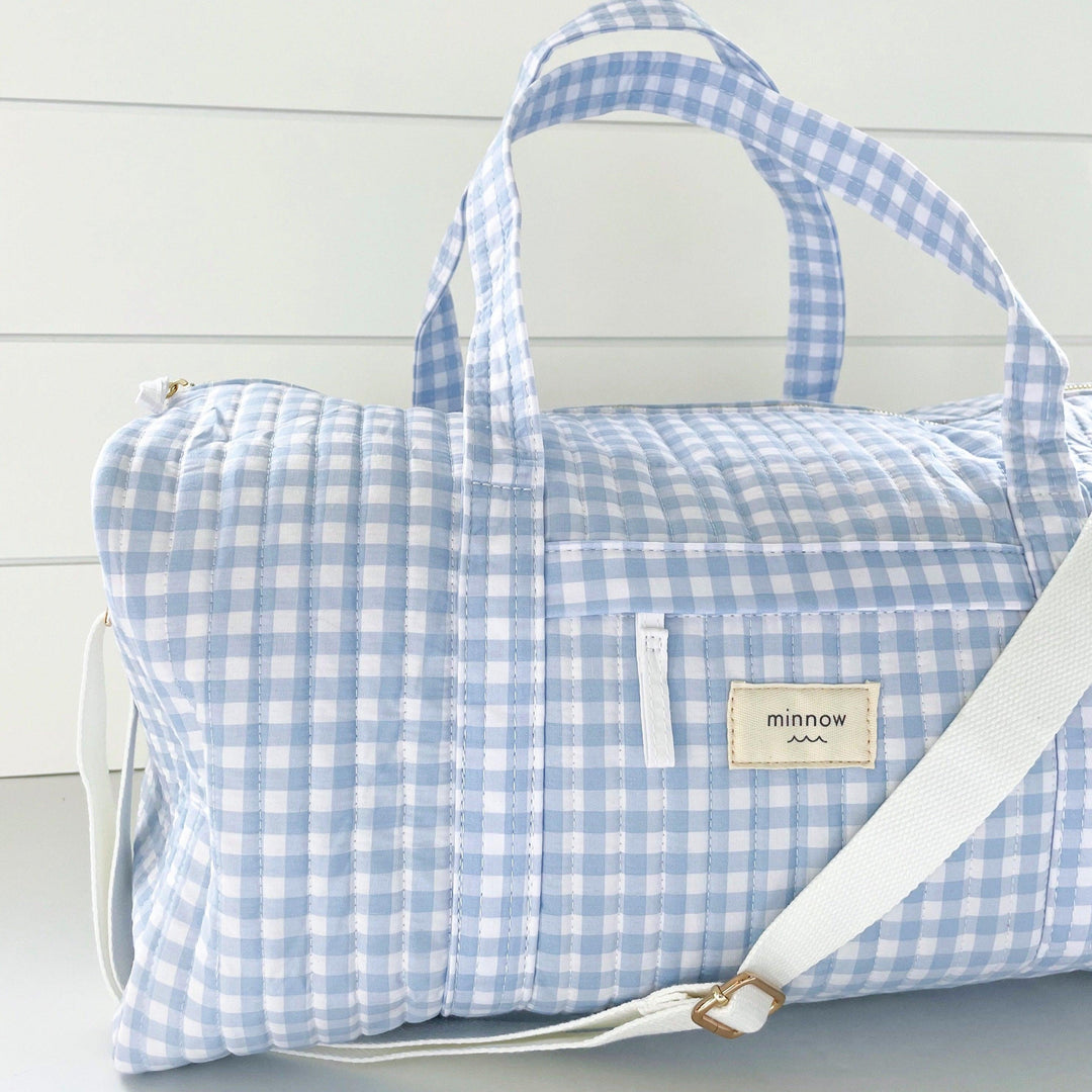 Minnow Oasis Blue Gingham Weekender Bag
