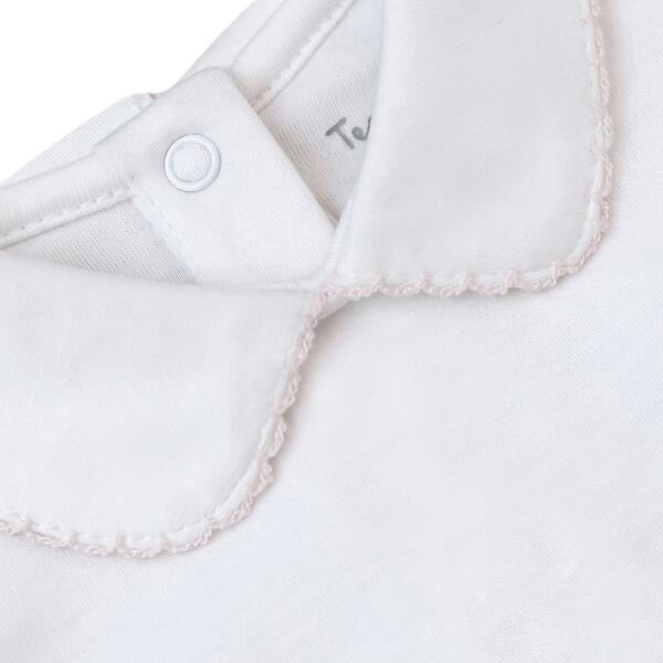 Tecomoabesos Bebe Collar Bodysuit, White with Pink