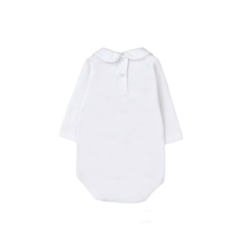 Tecomoabesos Bebe Collar Bodysuit, White with Pink