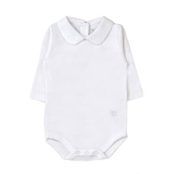 Tecomoabesos Bebe Collar Bodysuit, White with Pink