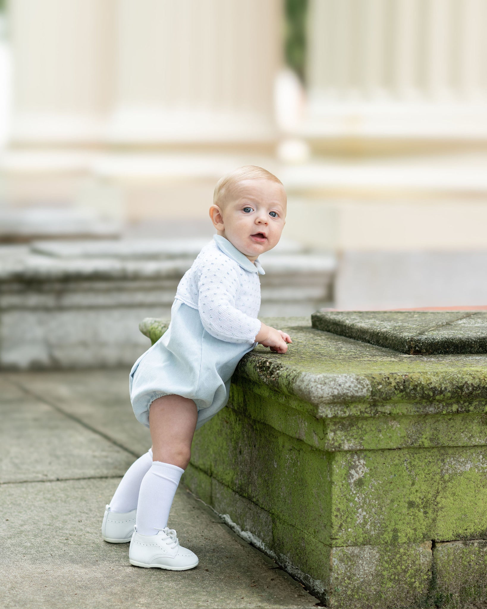 Mi Lucero Blue Corduroy Bubble with Bitty Dot