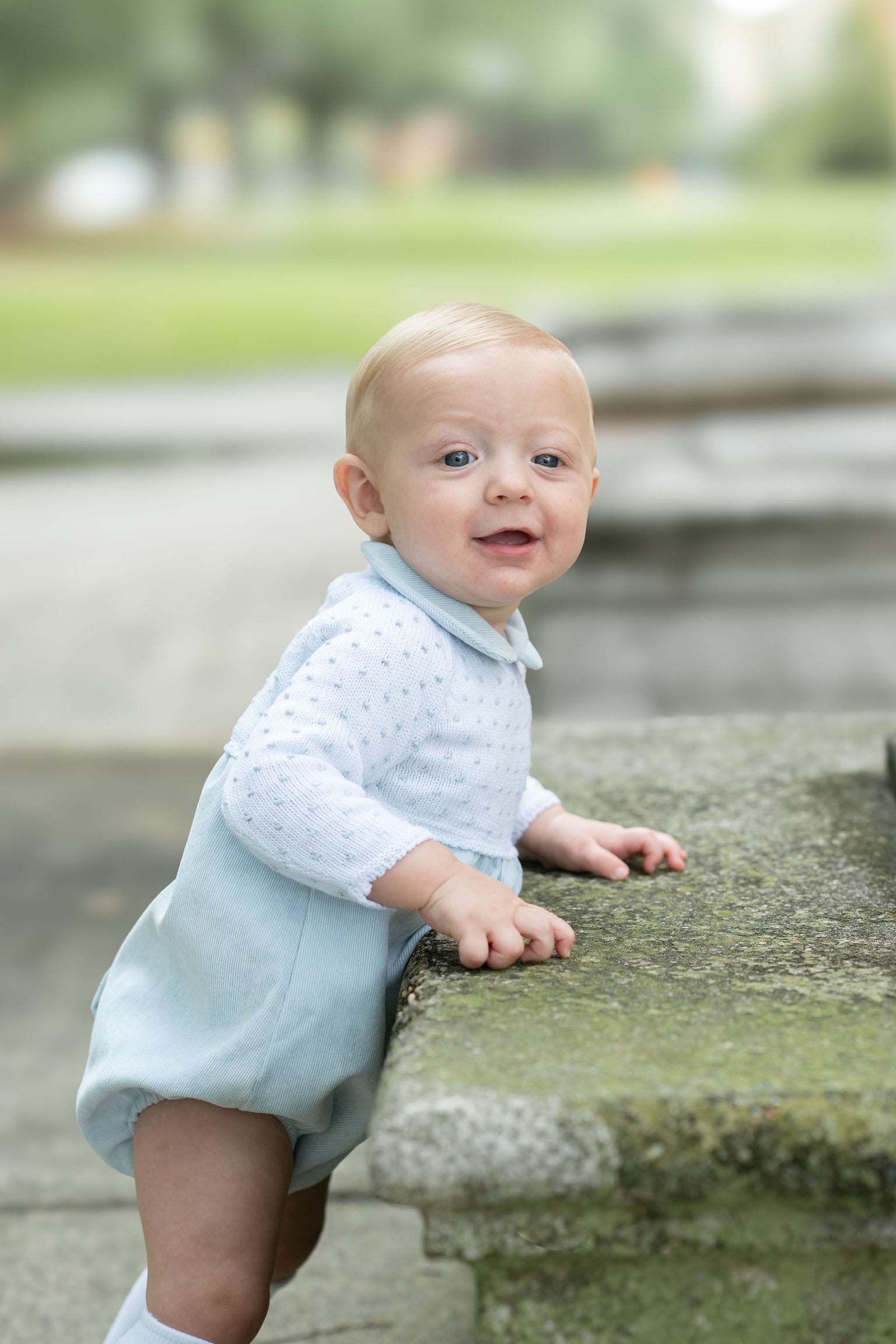 Mi Lucero Blue Corduroy Bubble with Bitty Dot