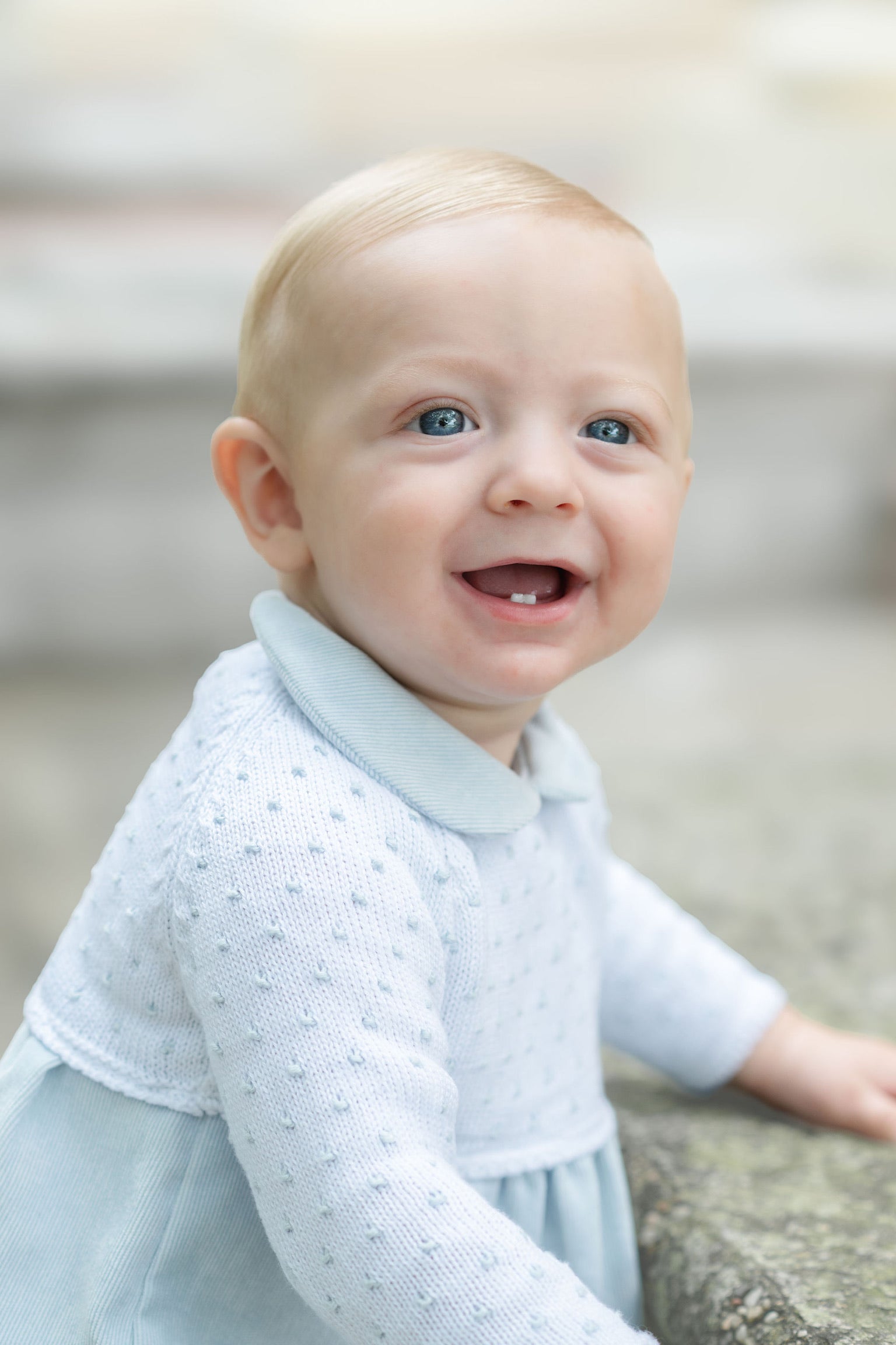 Mi Lucero Blue Corduroy Bubble with Bitty Dot