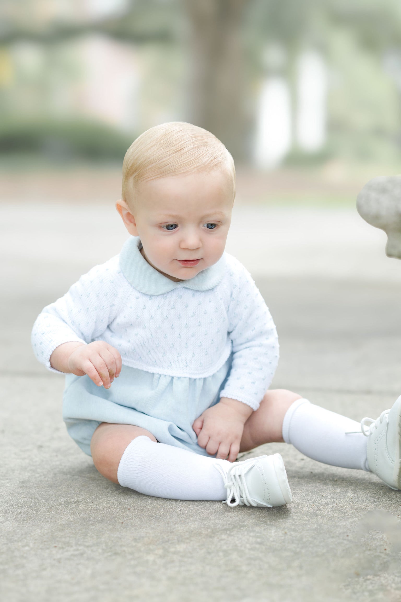 Mi Lucero Blue Corduroy Bubble with Bitty Dot