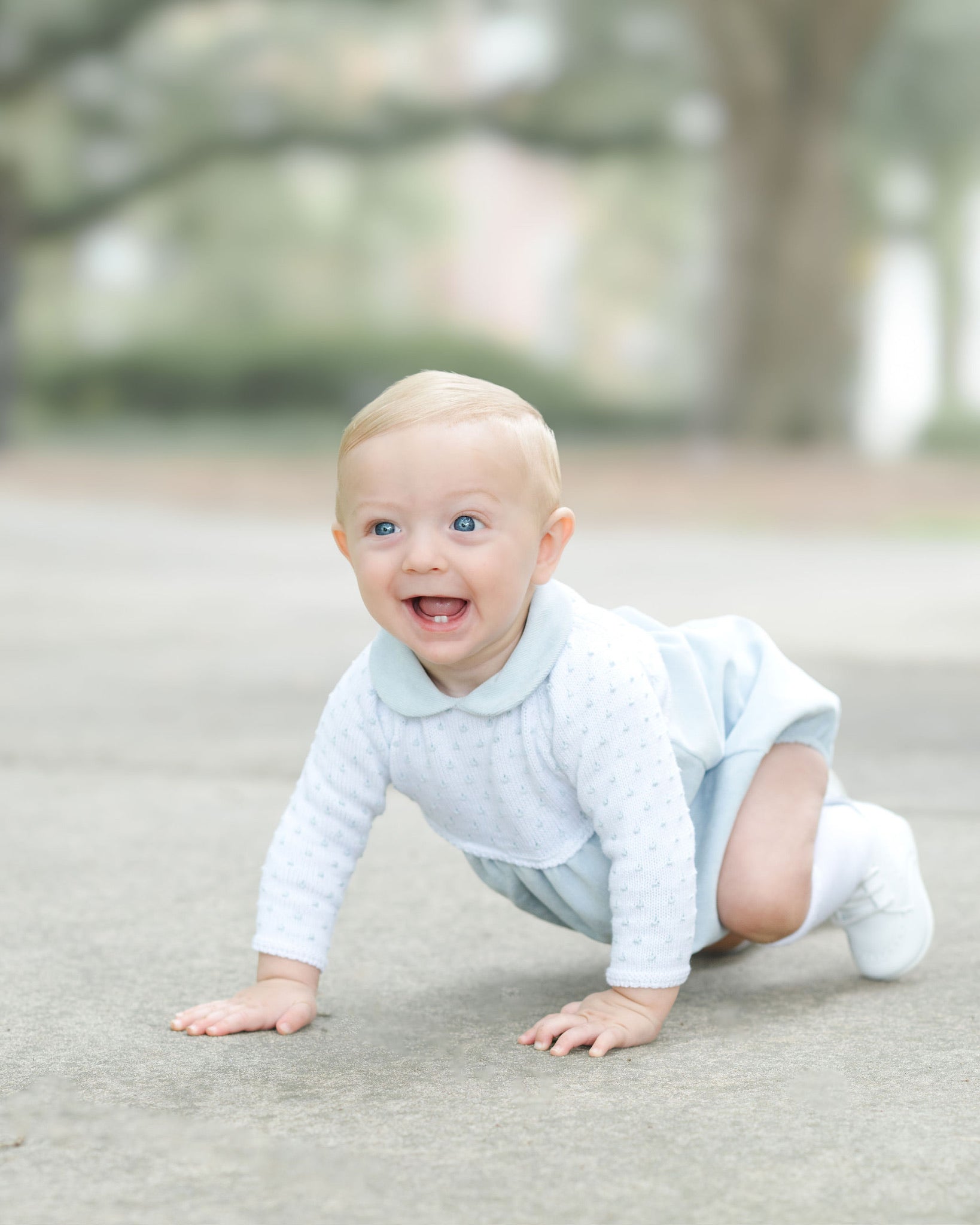 Mi Lucero Blue Corduroy Bubble with Bitty Dot