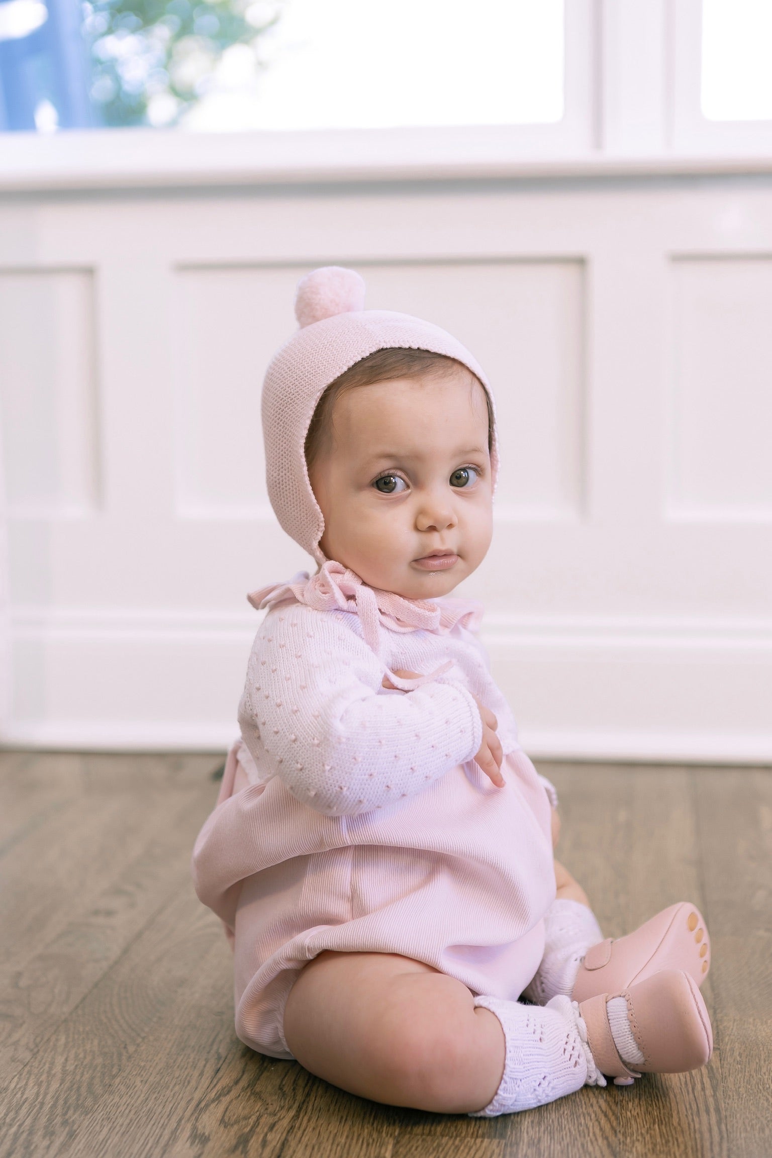 Mi Lucero Pink Corduroy Bubble with Bitty Dot