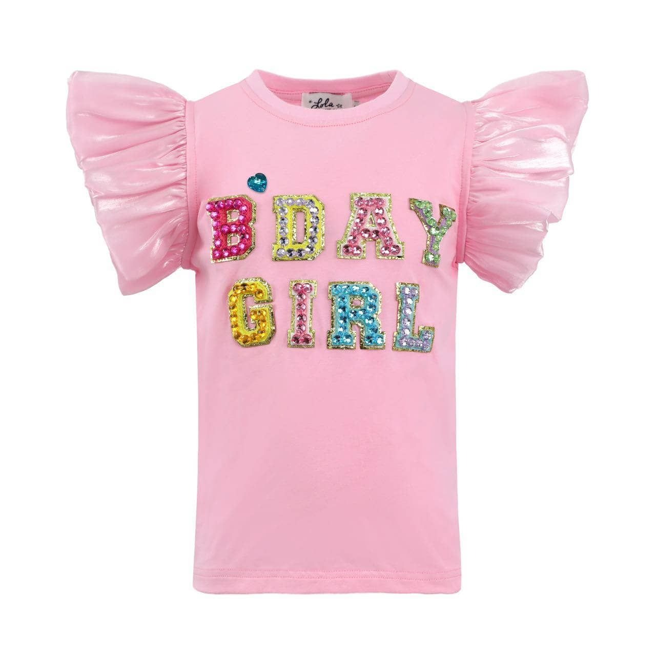Lola & The Boys Pink Birthday Gem Ruffle T-Shirt