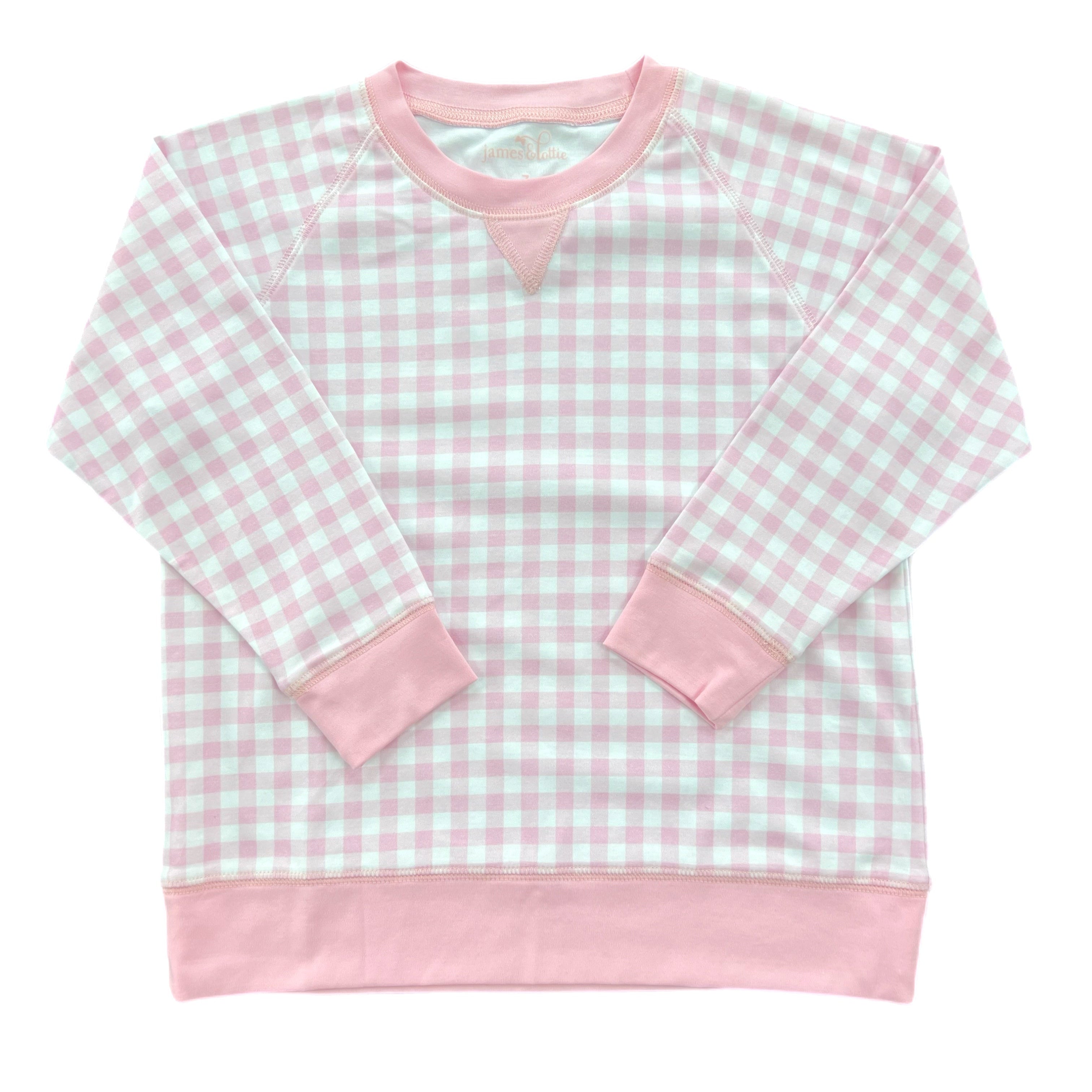 James & Lottie Basics Sidney Knit Sweatshirt, Pink Gingham