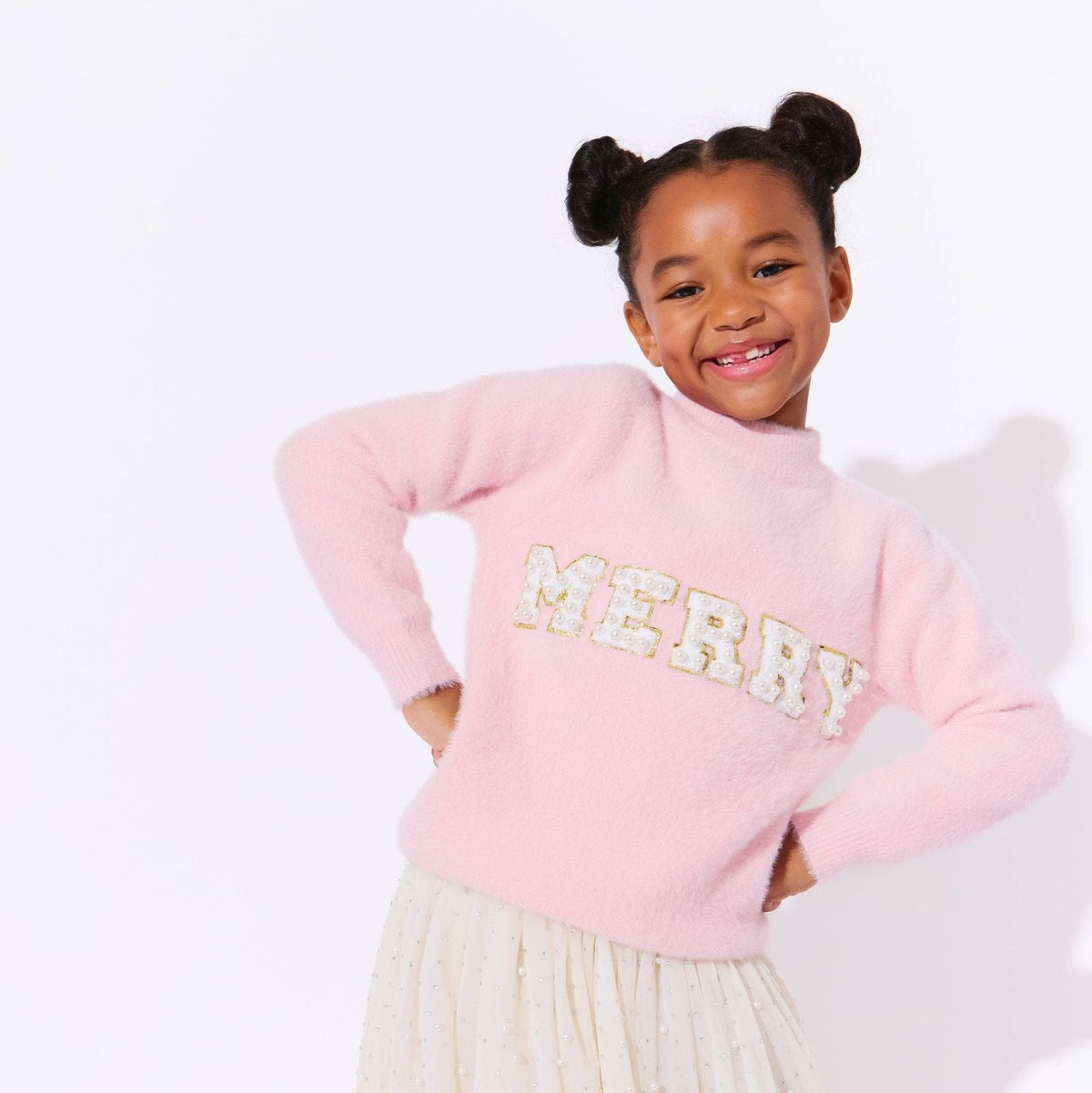 Lola & The Boys Pink Merry Pearl Sweatshirt