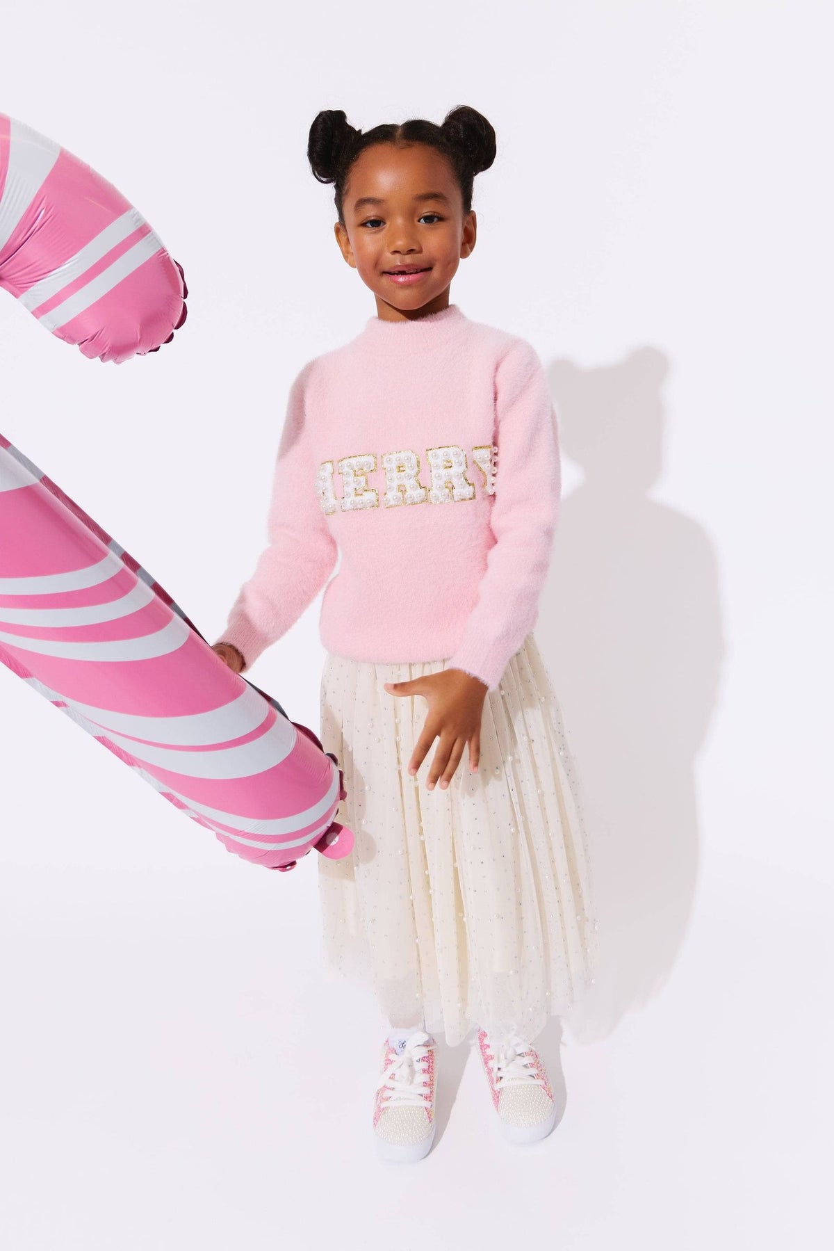 Lola & The Boys Pink Merry Pearl Sweatshirt
