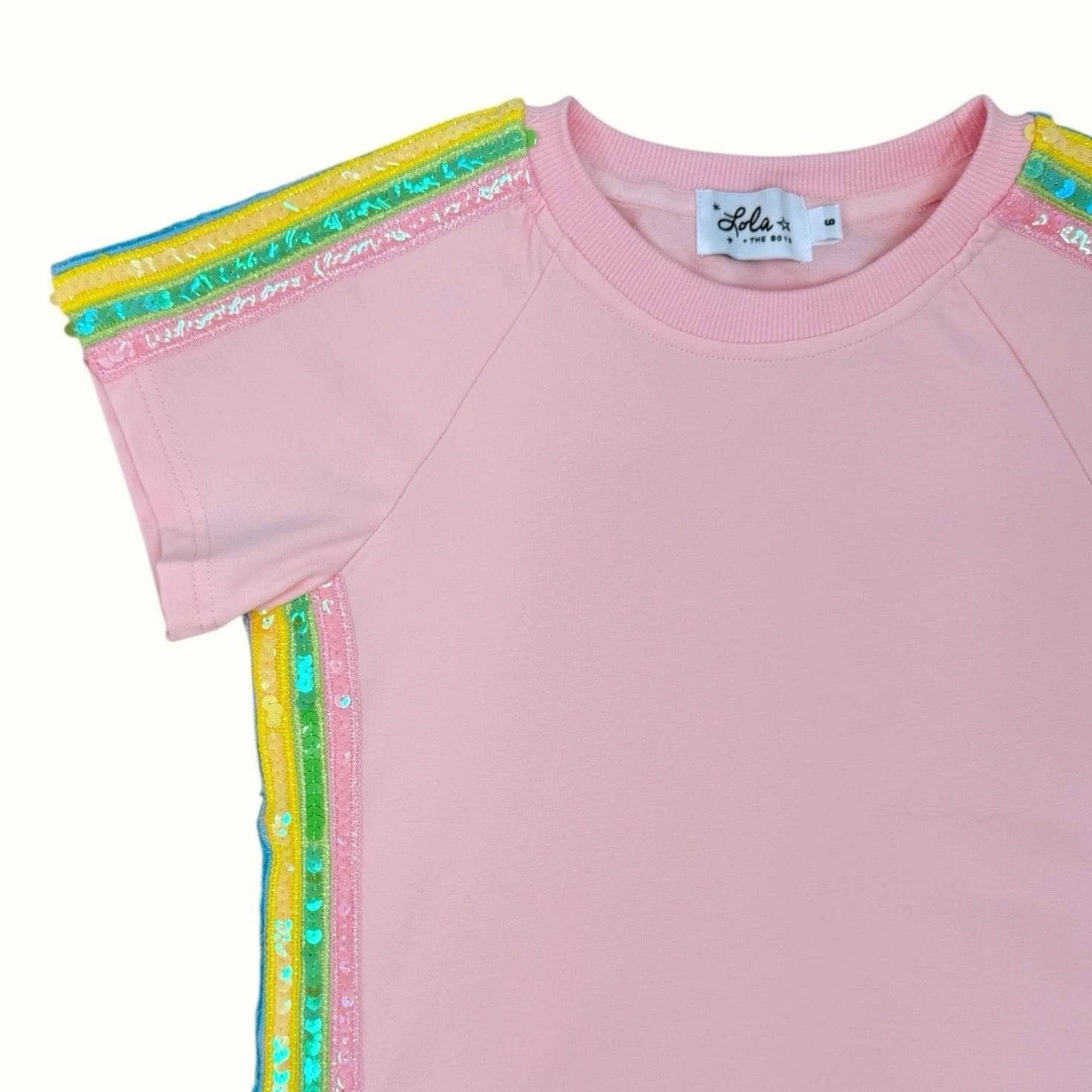 Lola & The Boys Pink Rainbow Stripe Short Set