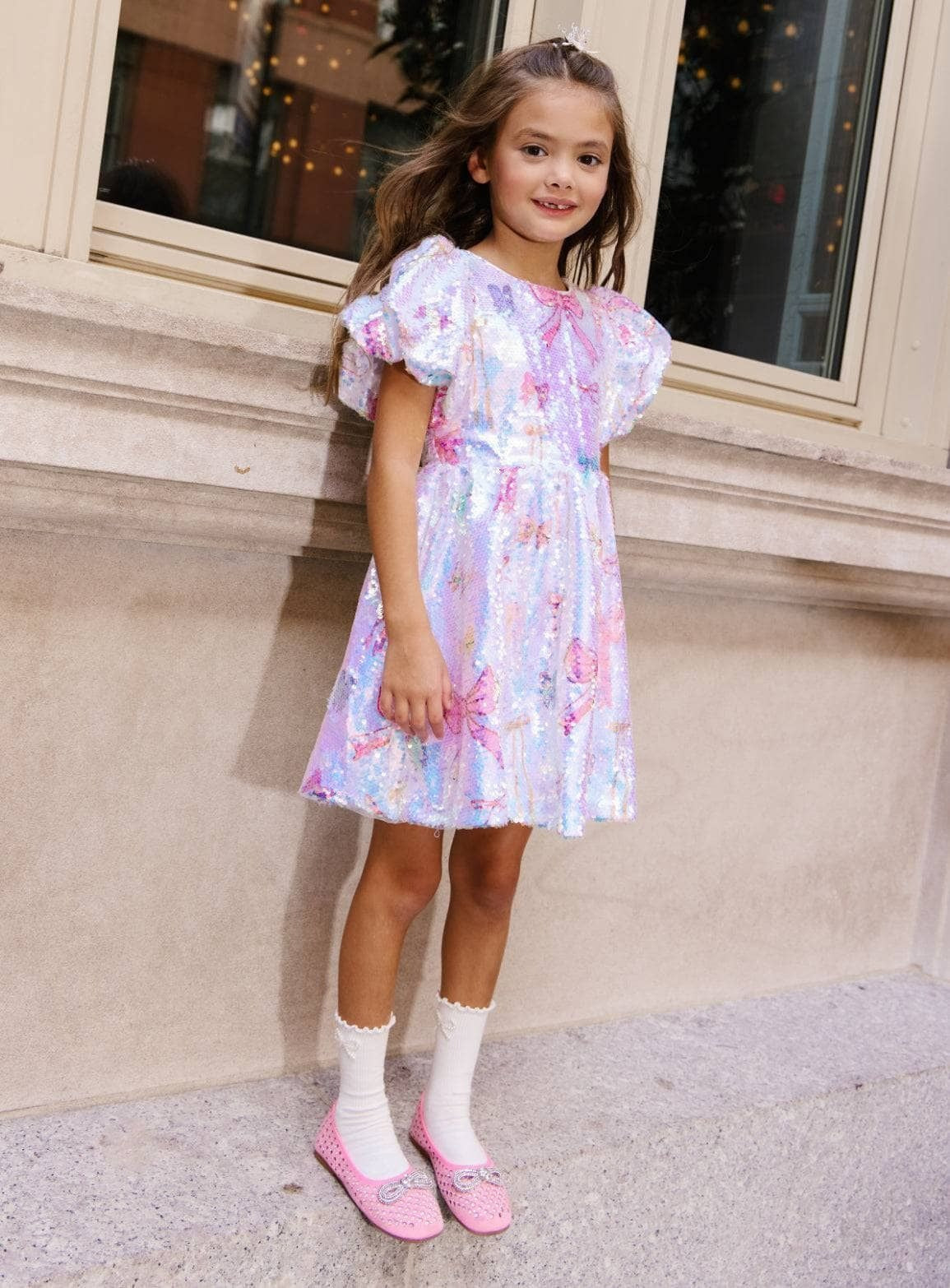 Lola & The Boys Pretty Bows Sequin Dress