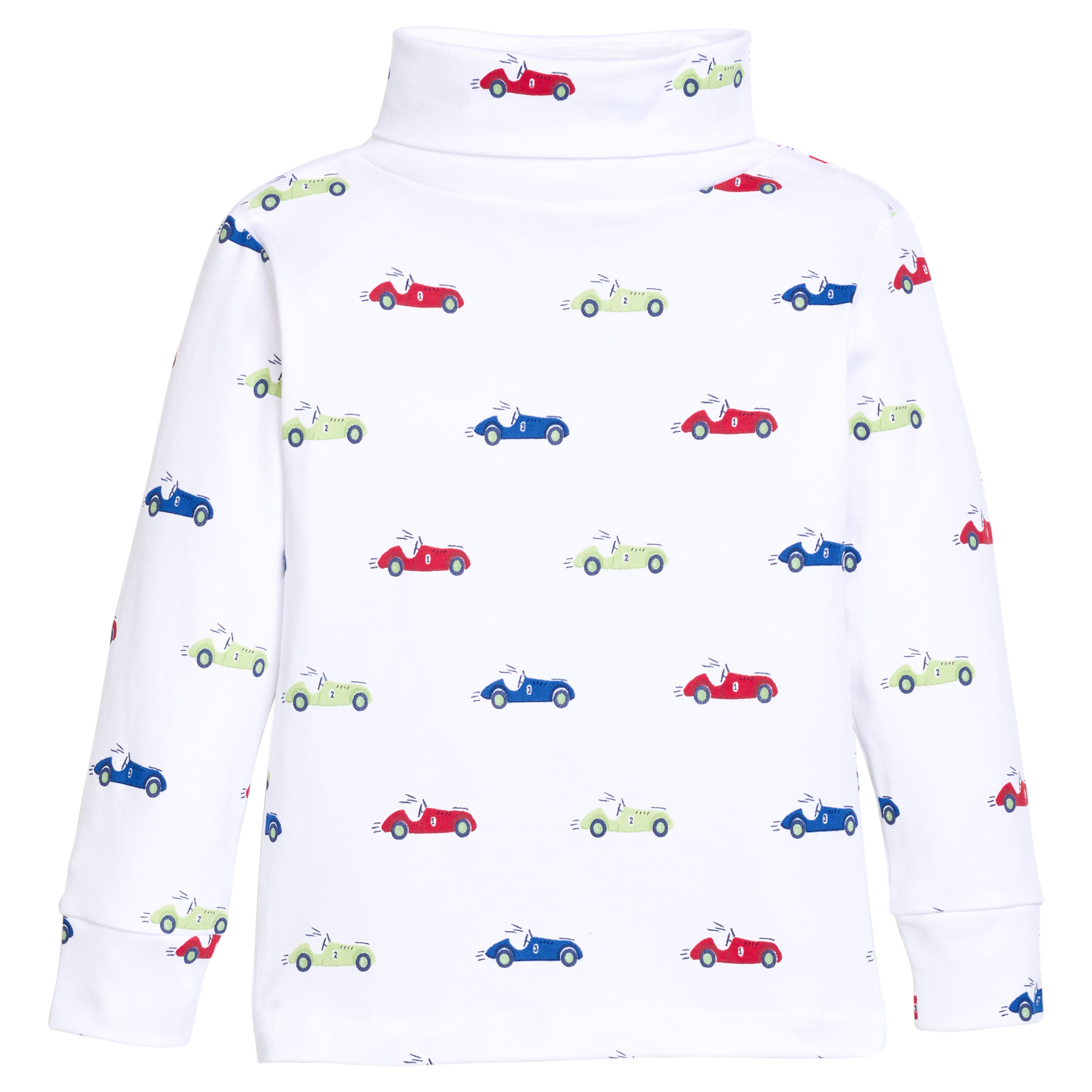 Little English Printed Turtleneck, Race Cars