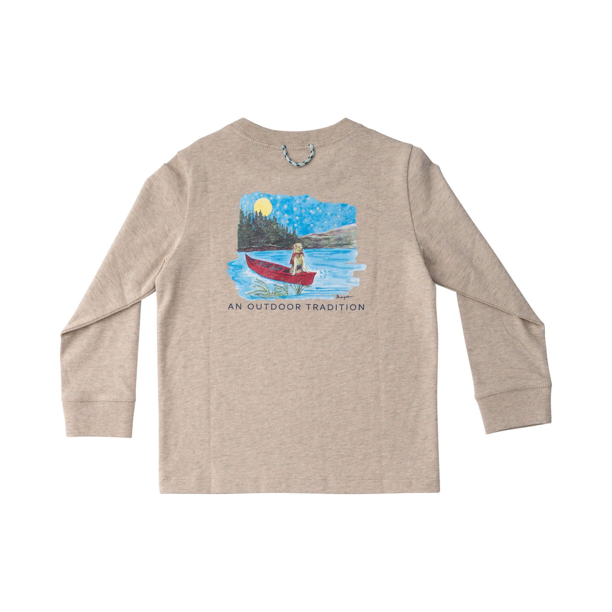 Prodoh Tee, Golden Retriever in Canoe on Trench Coat Heather