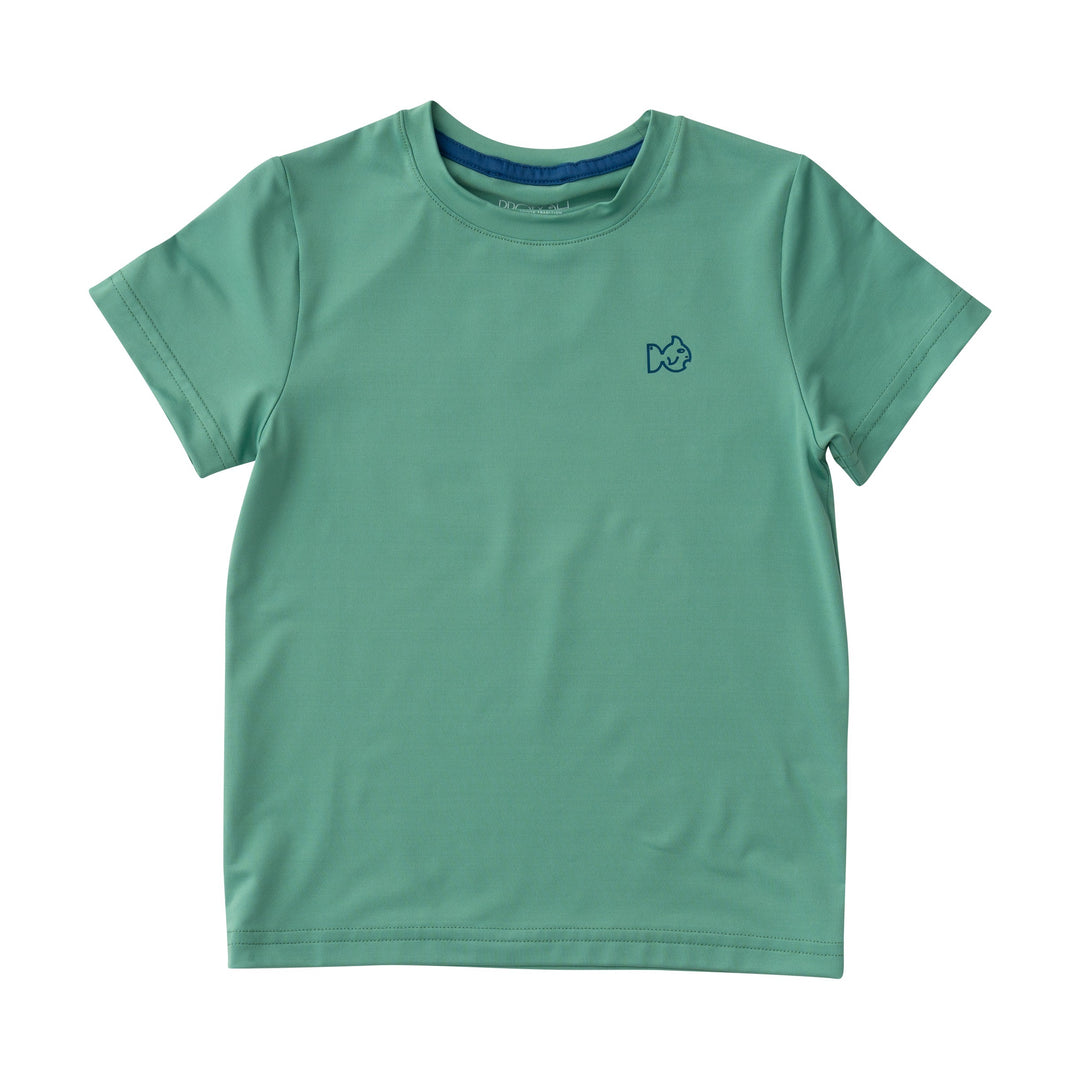 Prodoh Performance Fishing T-Shirt, Boy with Puppy on Green Spruce