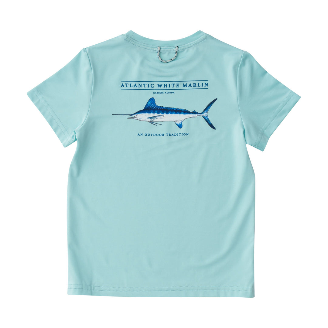 Prodoh Performance Fishing T-Shirt, Marlin Fish on Waterspout Blue