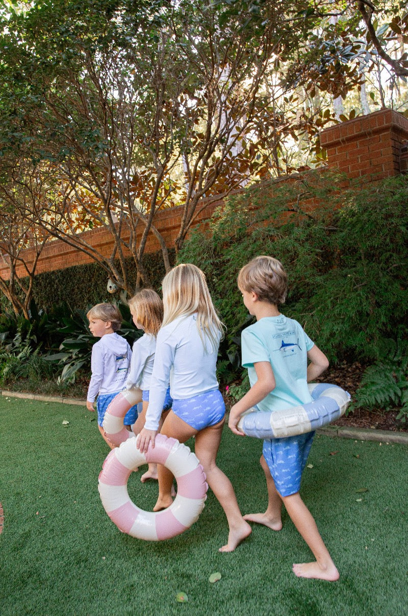 Prodoh Performance Fishing T-Shirt, Marlin Fish on Waterspout Blue