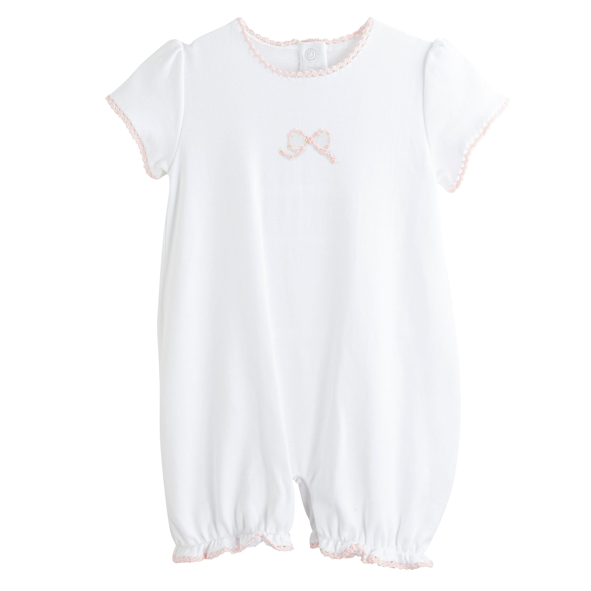Baby Club Chic Pretty Bows Romper with Crochet Trim