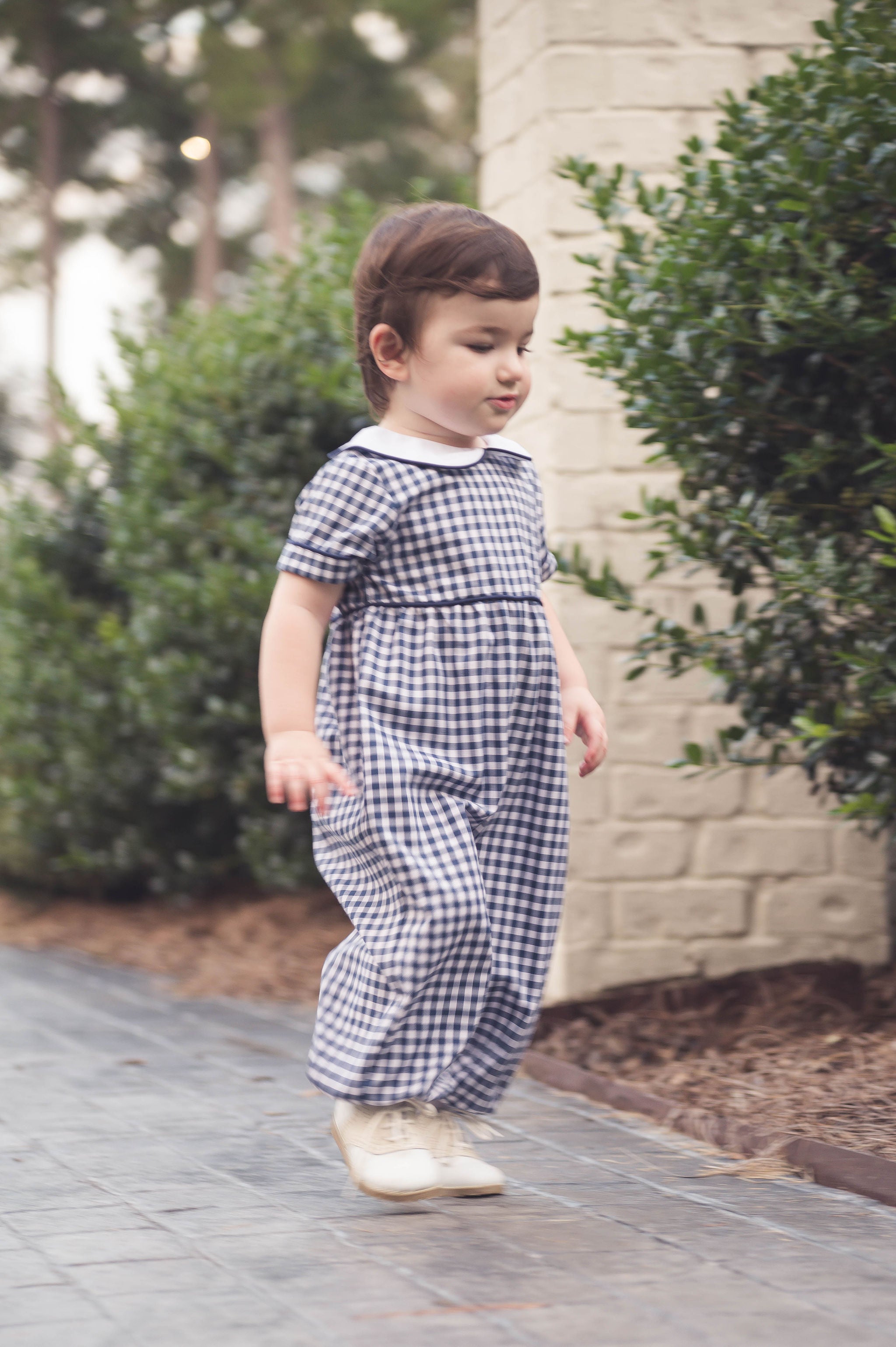 Lullaby Set Rover Romper, Blue Ridge Check