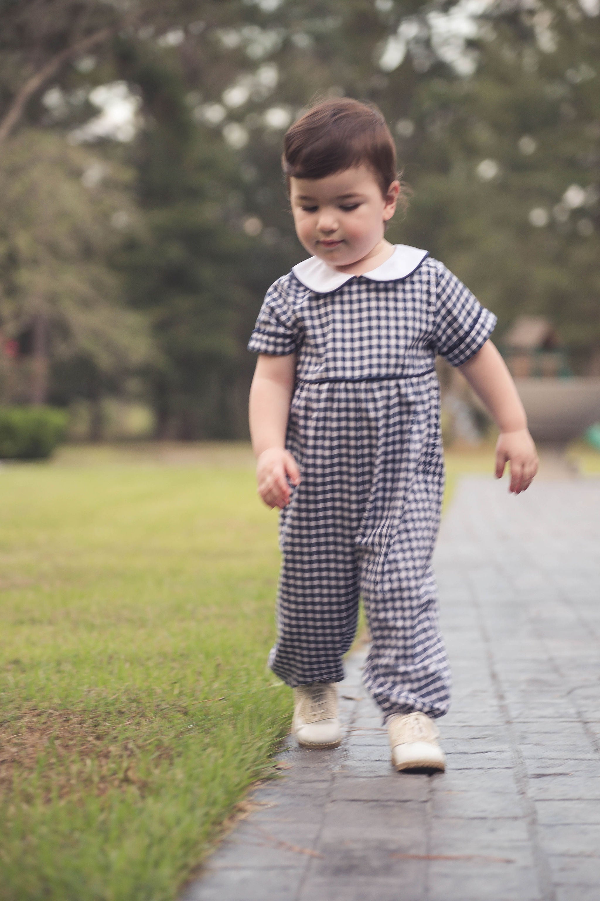 Lullaby Set Rover Romper, Blue Ridge Check