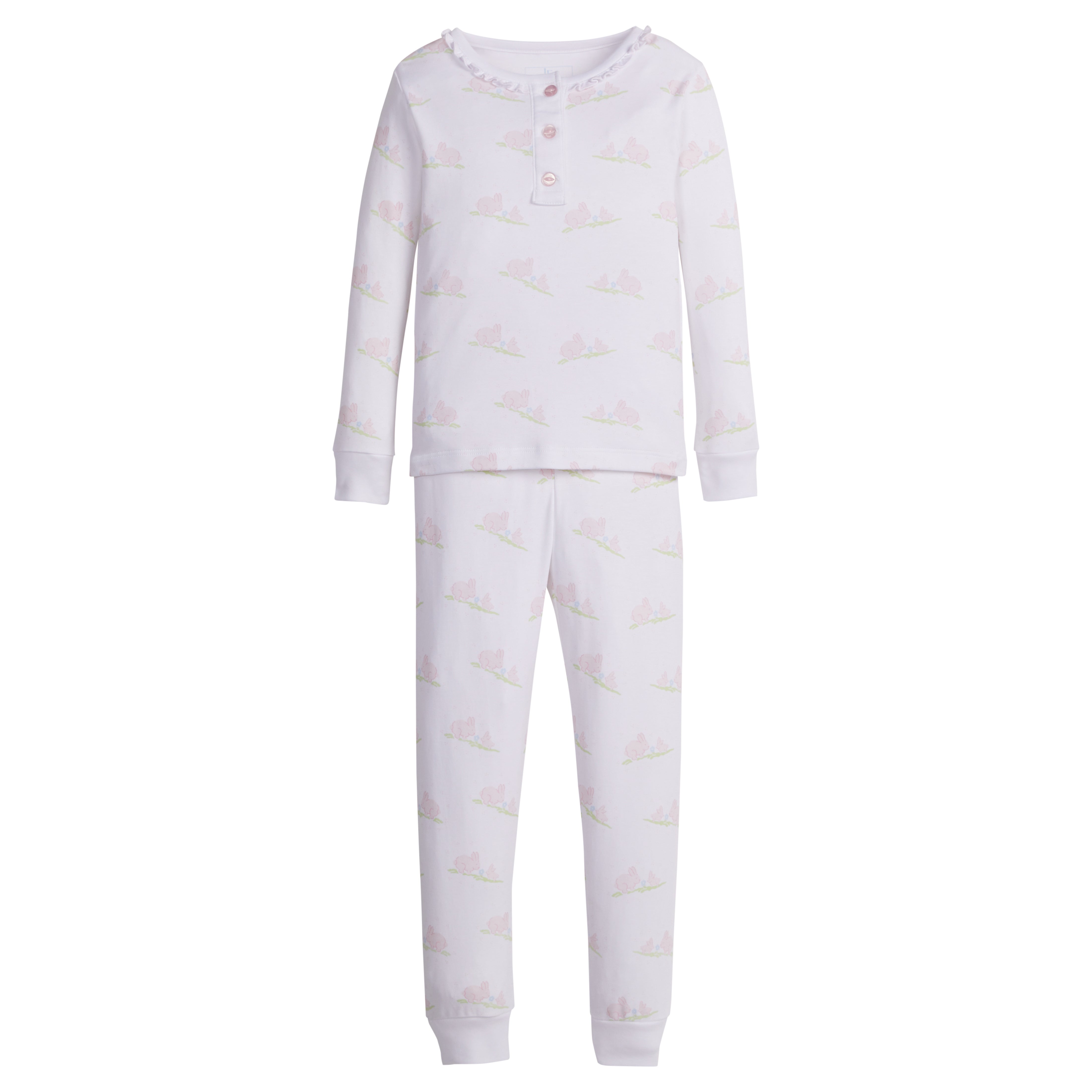 Little English Printed Jammies, Pink Bunnies