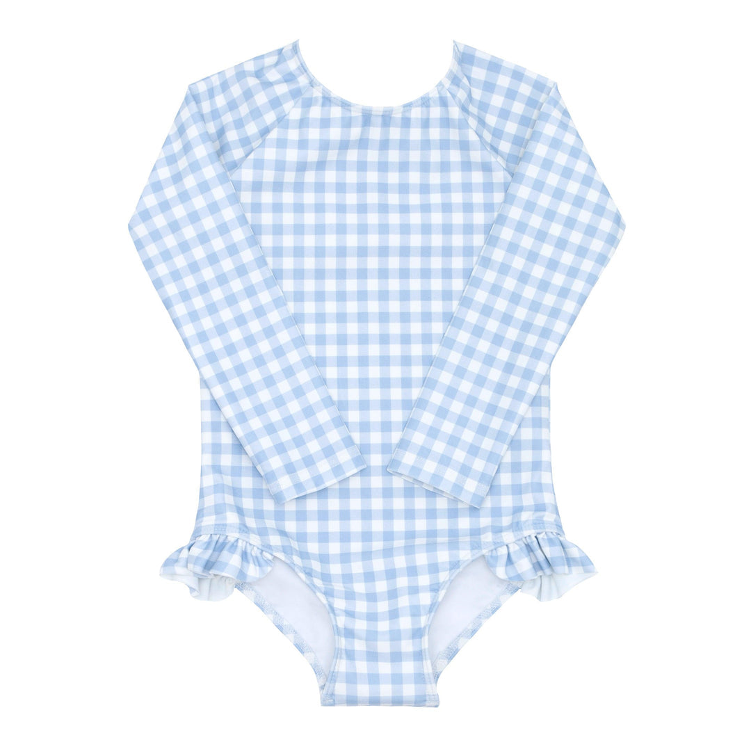 Minnow Oasis Blue Gingham Rashguard One Piece