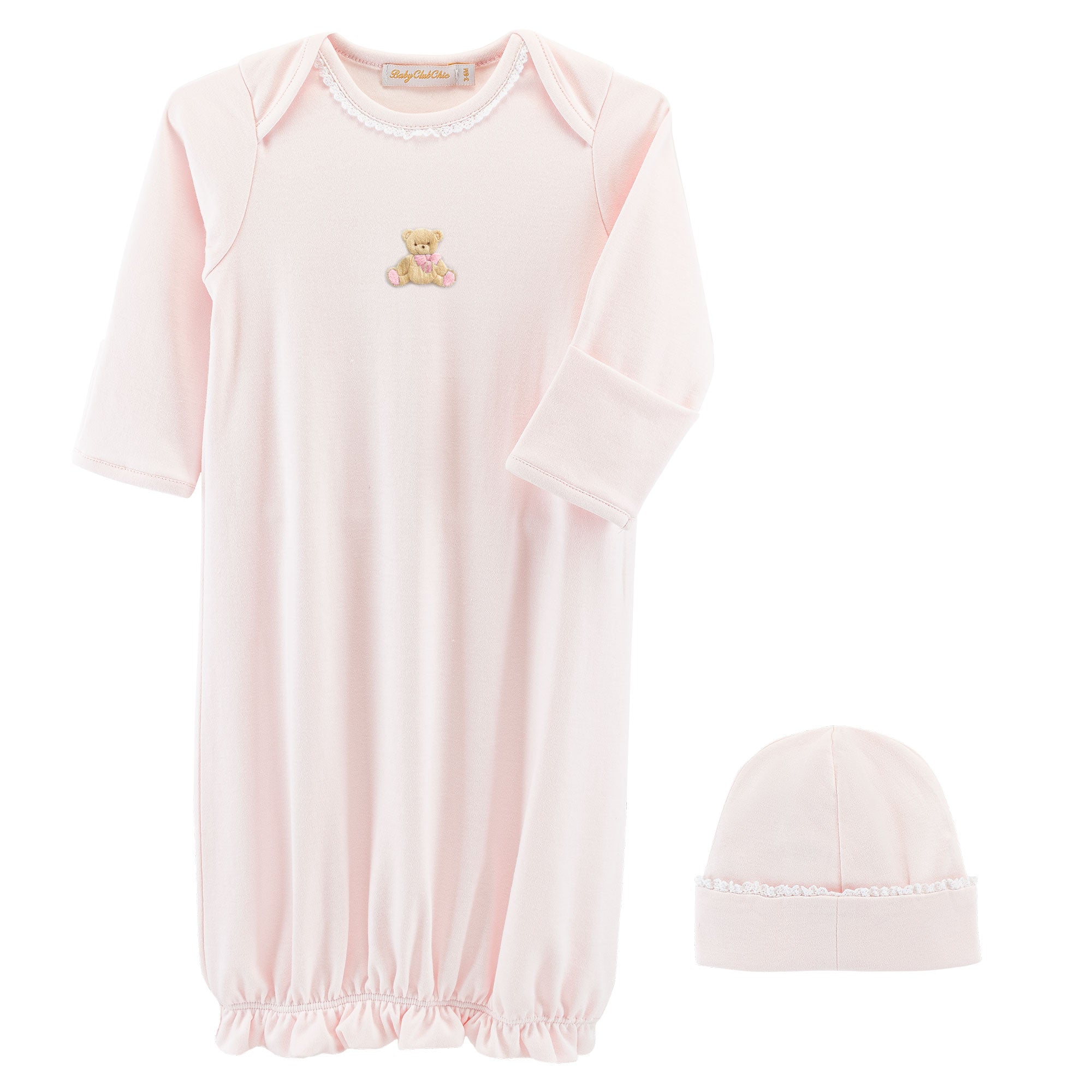 Baby Club Chic Toys Pink Gown with Lace Trim & Hat Set
