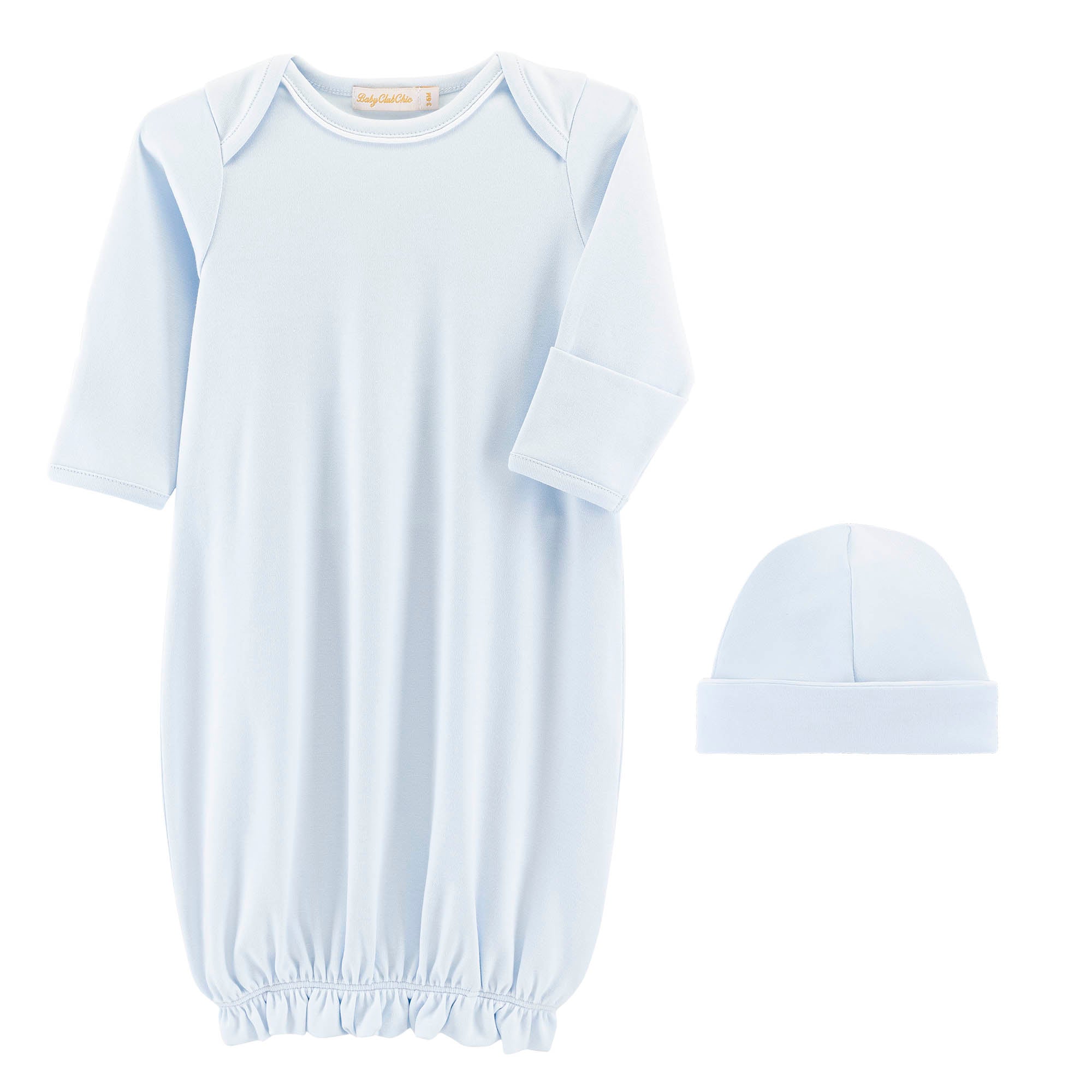 Baby Club Chic Blue Gown Set with Piping Trim