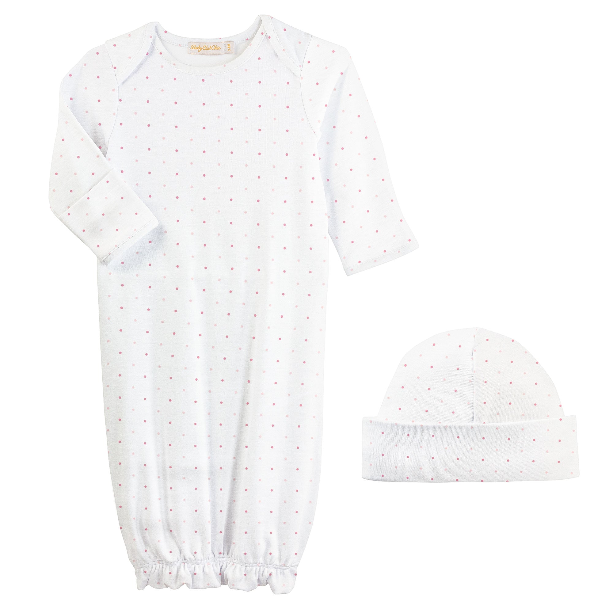 Baby Club Chic Pink Dots Gown and Hat Set