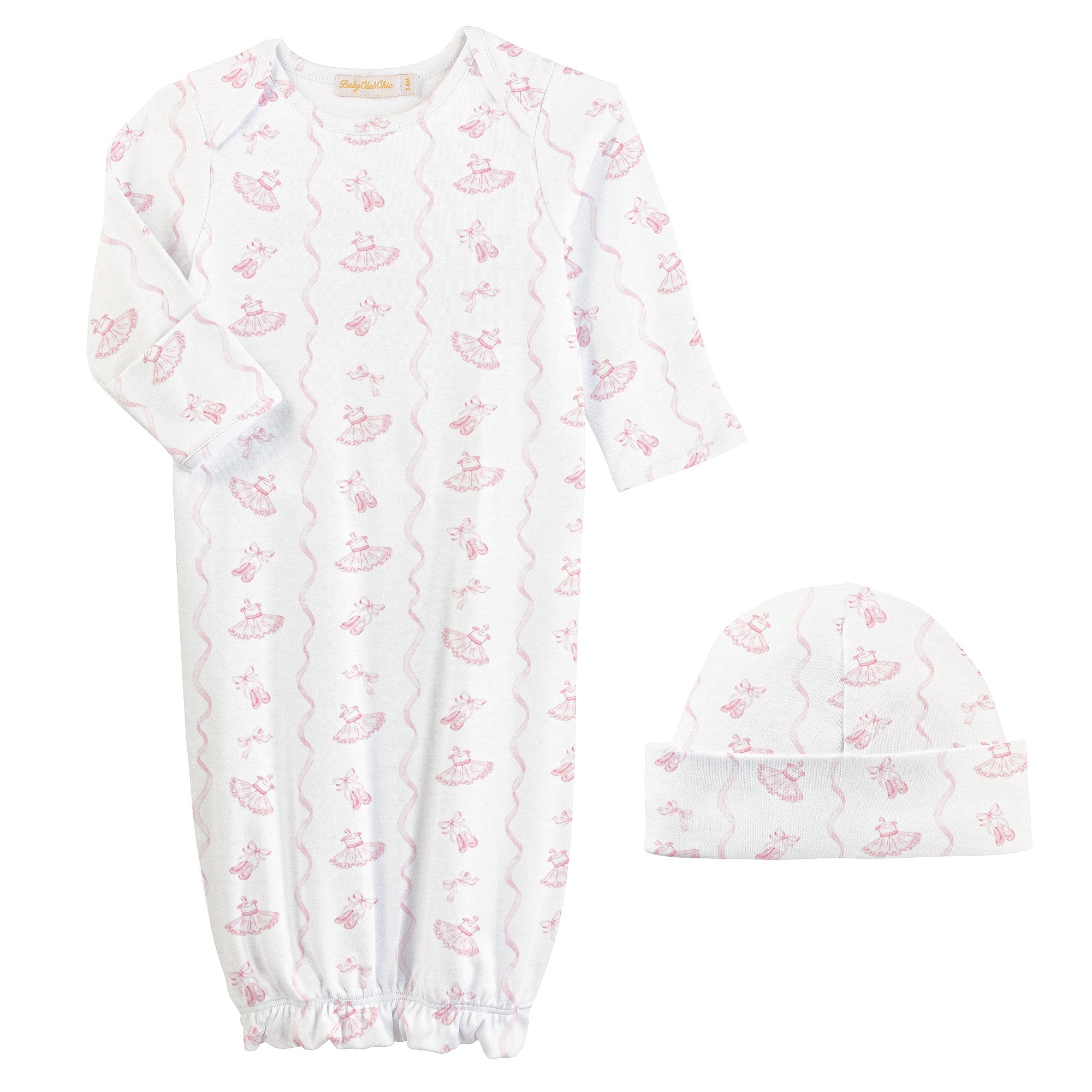 Baby Club Chic sugarplum steps gown and hat set