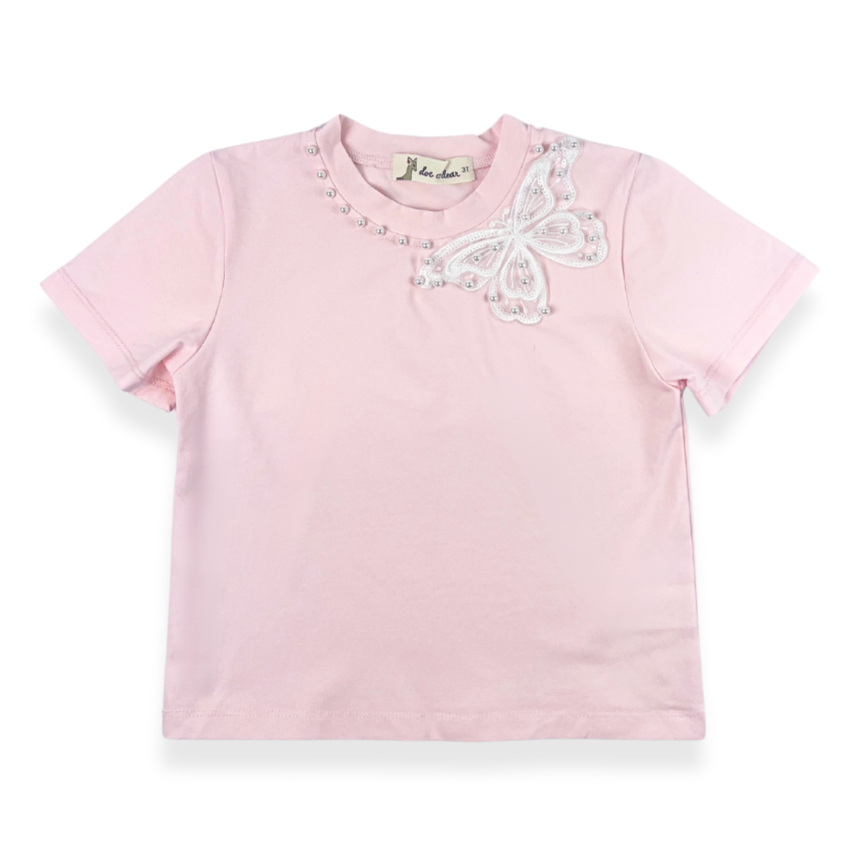 Doe A Dear Pearl Stud Butterfly Motif Tee
