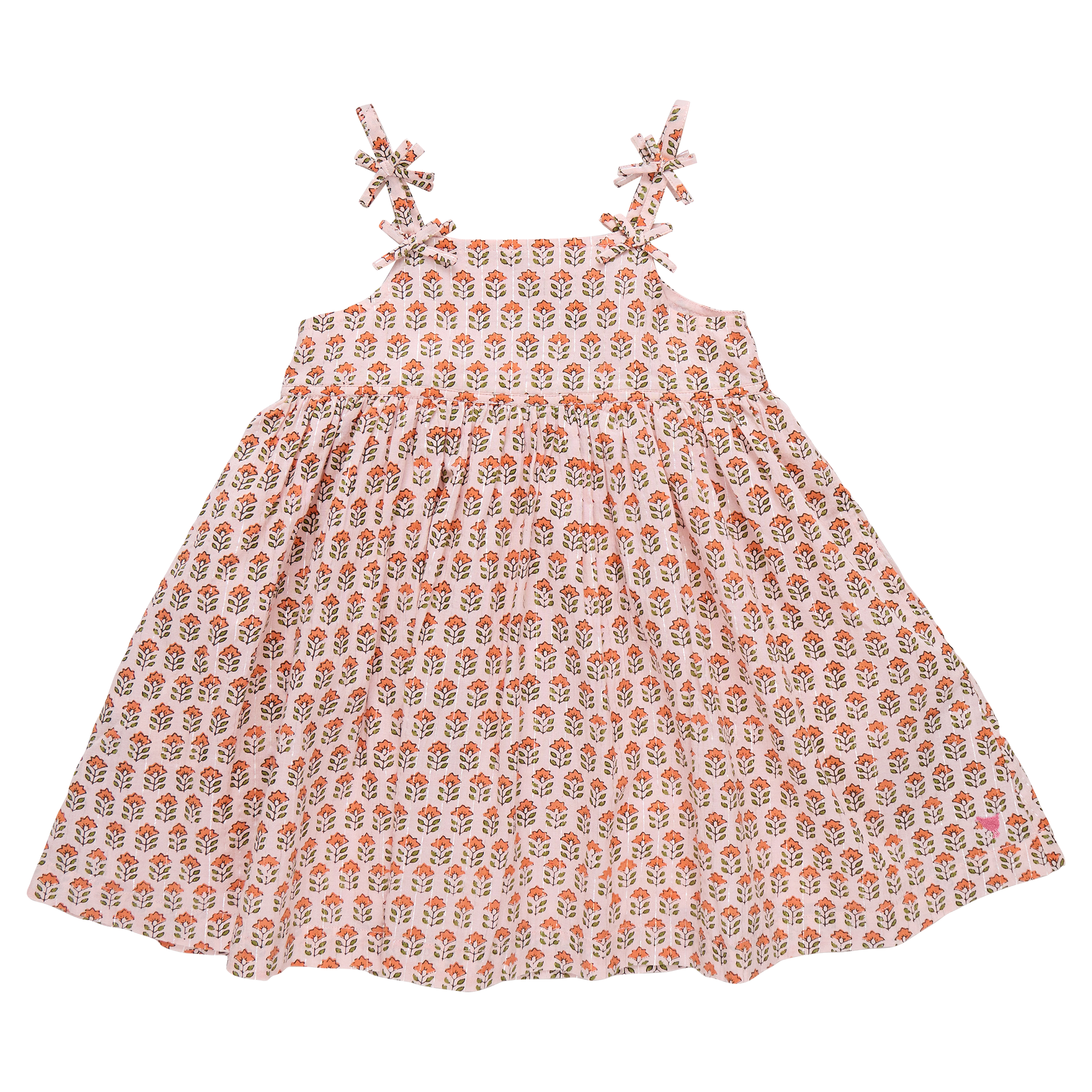 Pink Chicken Tia Dress, Pink Prairie Block Print
