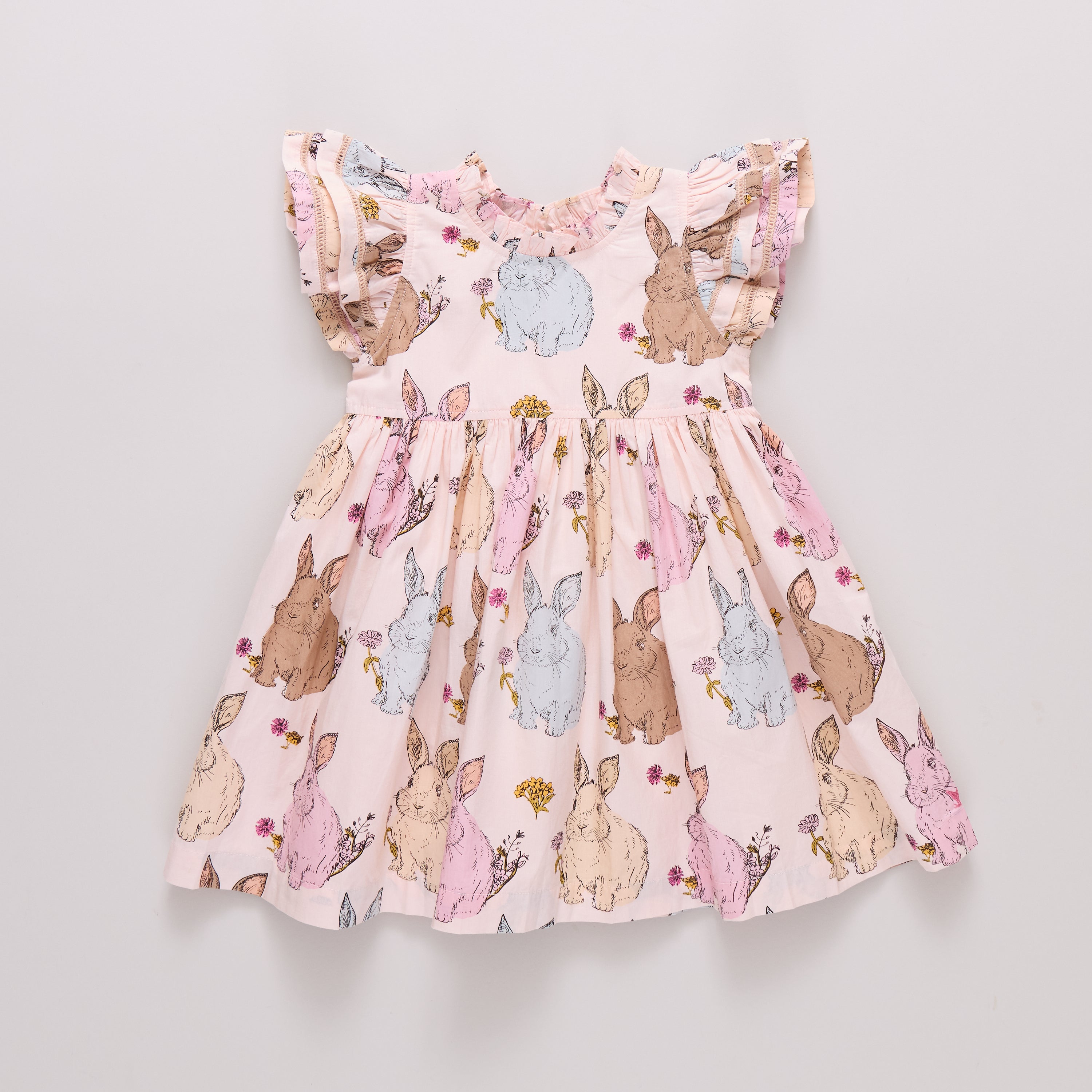 Pink Chicken Jennifer Double Ruffle Dress, Vintage Bunnies