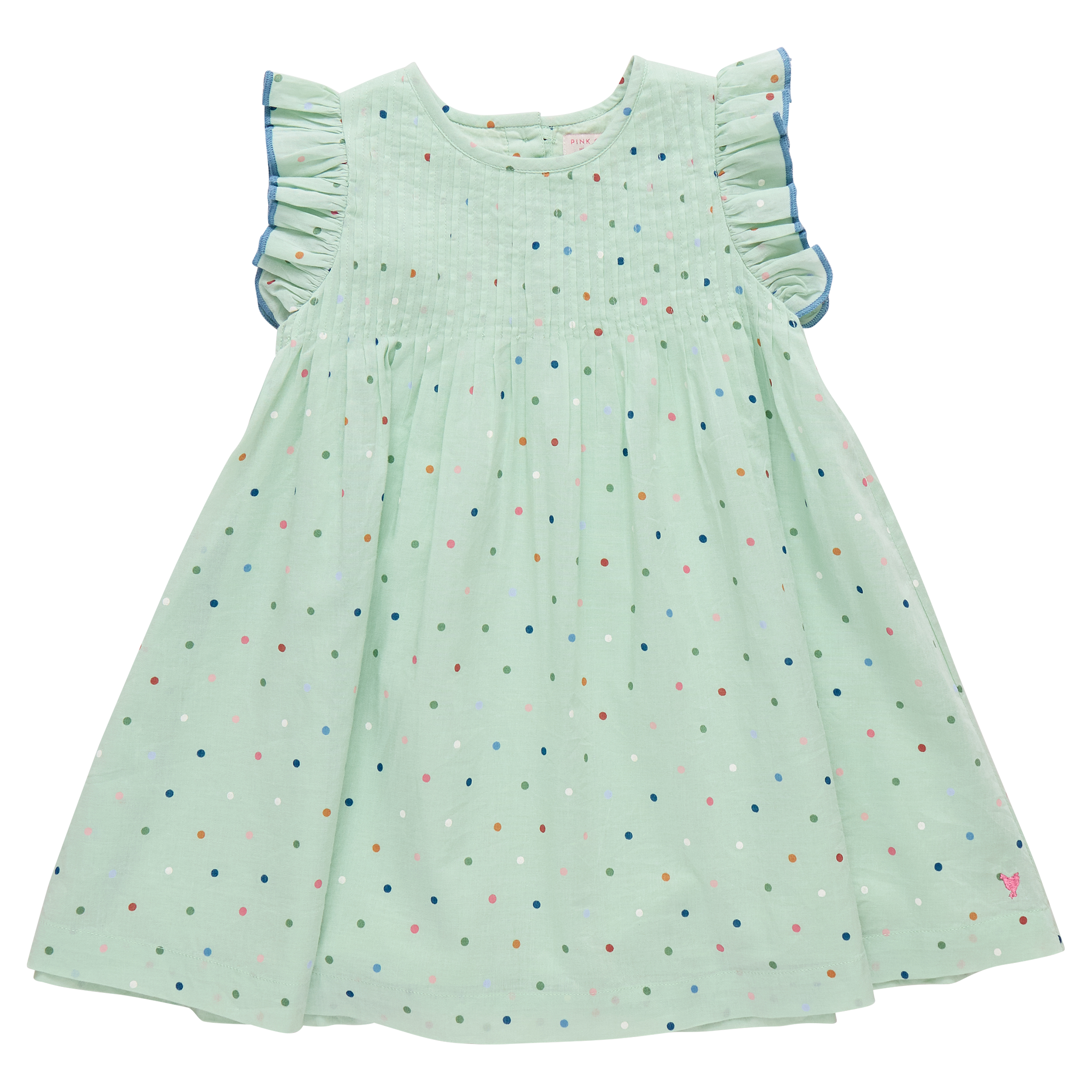 Pink Chicken Jaipur Dress, Pastel Green Polka Dot