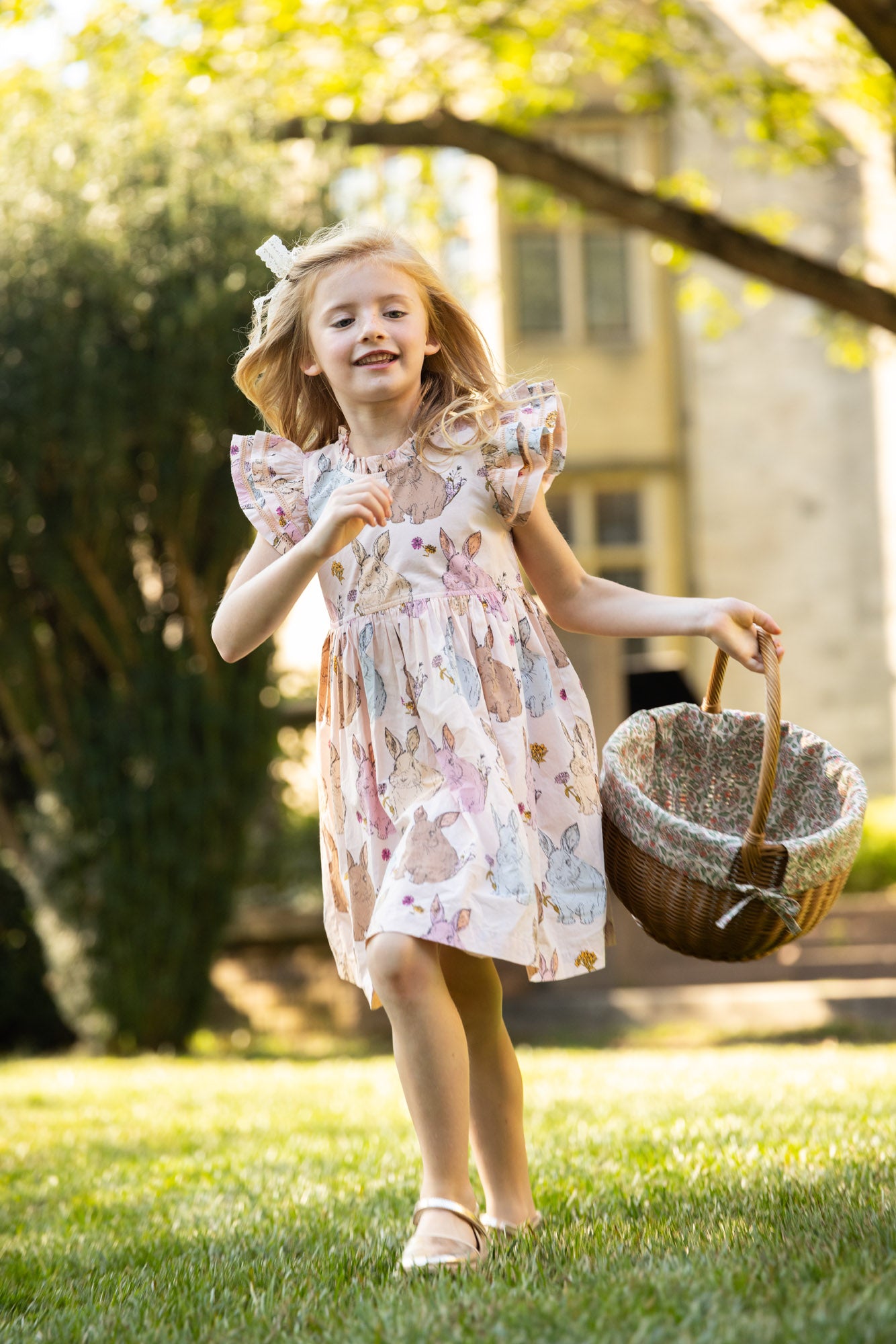 Pink Chicken Jennifer Double Ruffle Dress, Vintage Bunnies