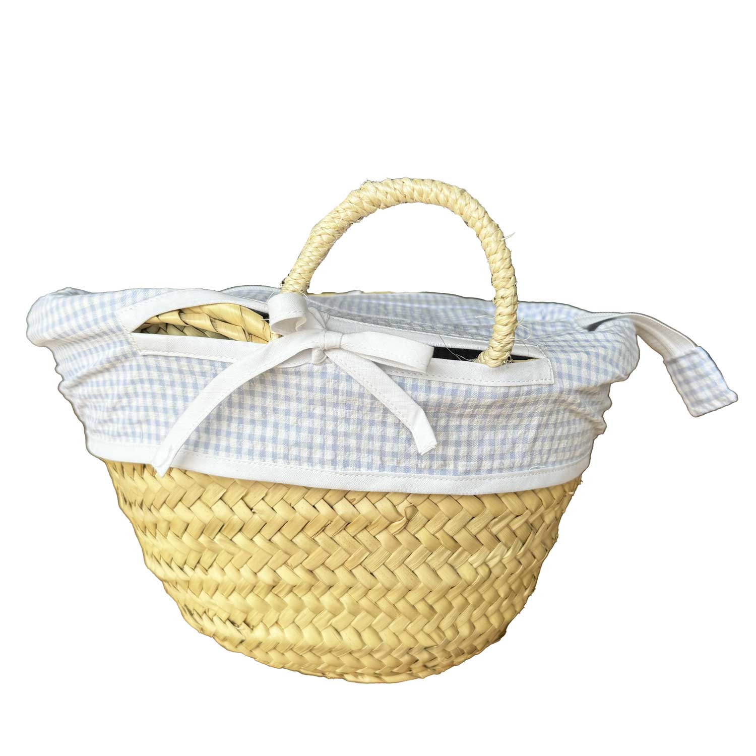 Eva's House Gingham Seersucker Straw Bag