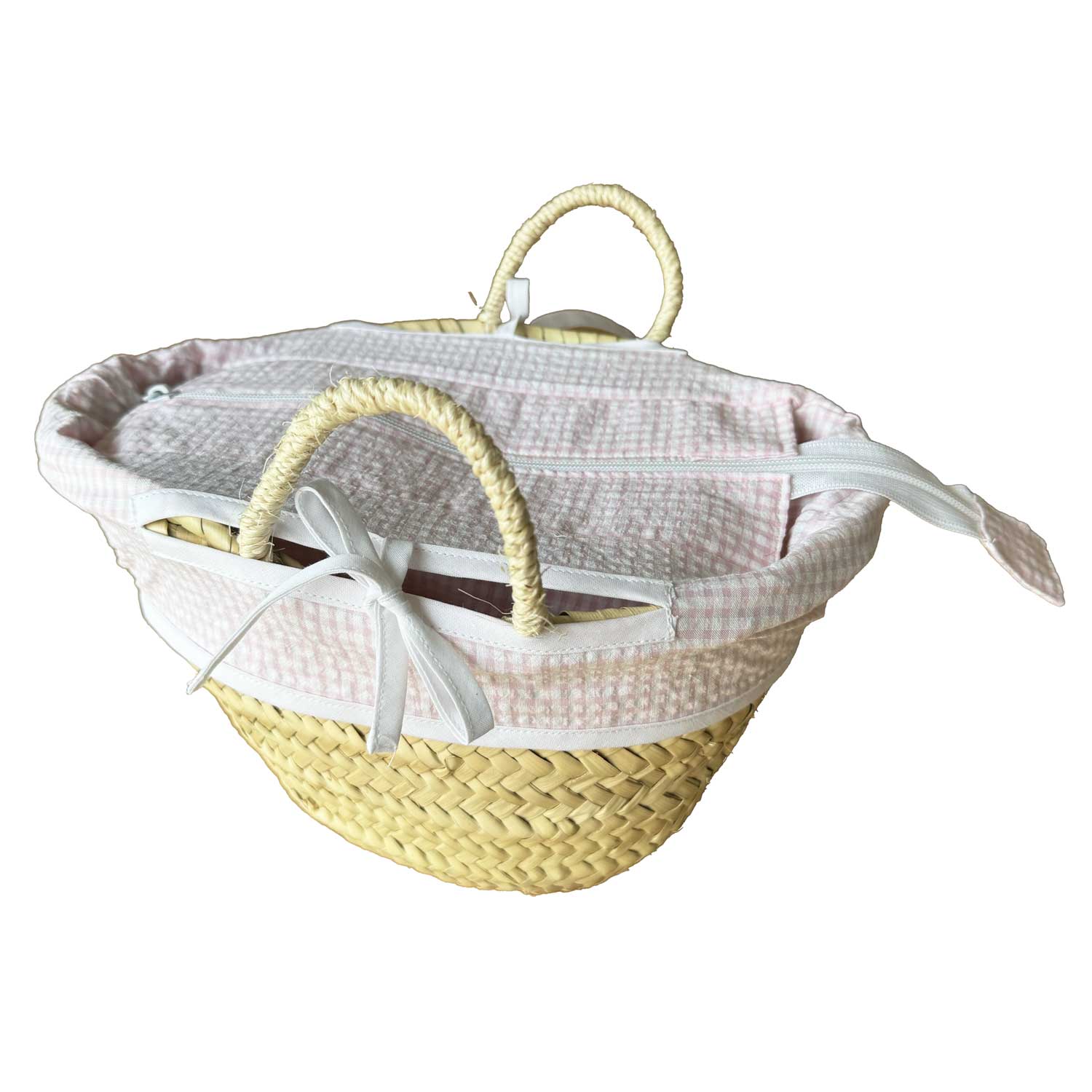 Eva's House Gingham Seersucker Straw Bag